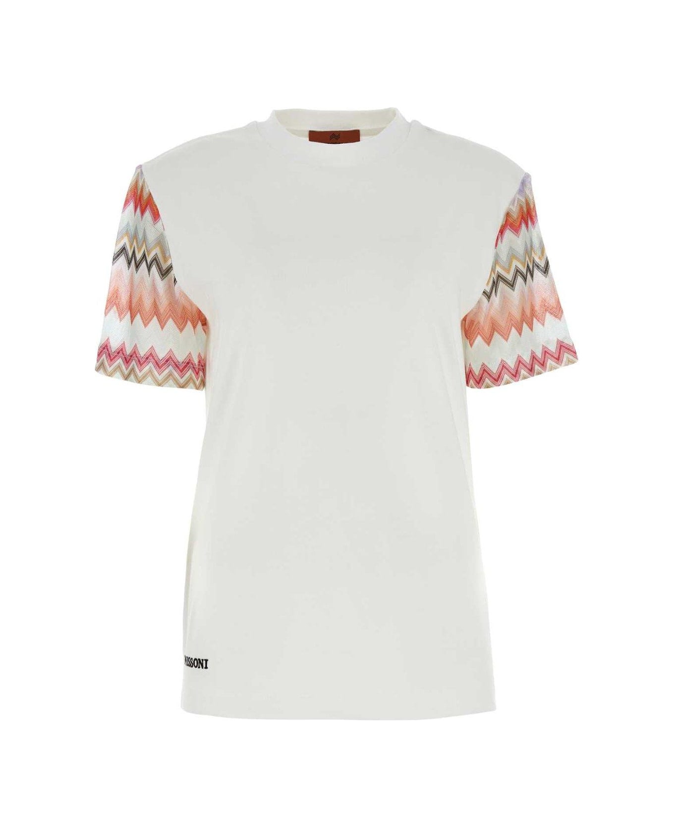 Missoni Logo Embroidered Zigzag Sleeved T-shirt - Multicolor