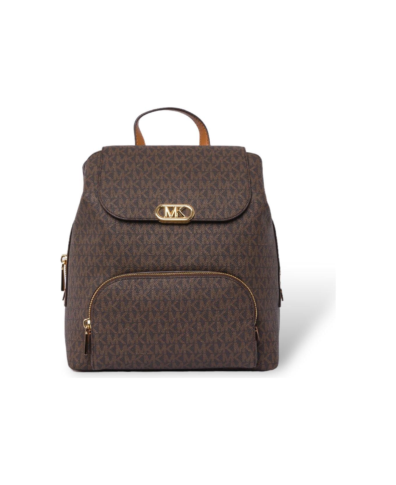 MICHAEL Michael Kors Logo Plaque Monogram-patterned Backpack - Brown