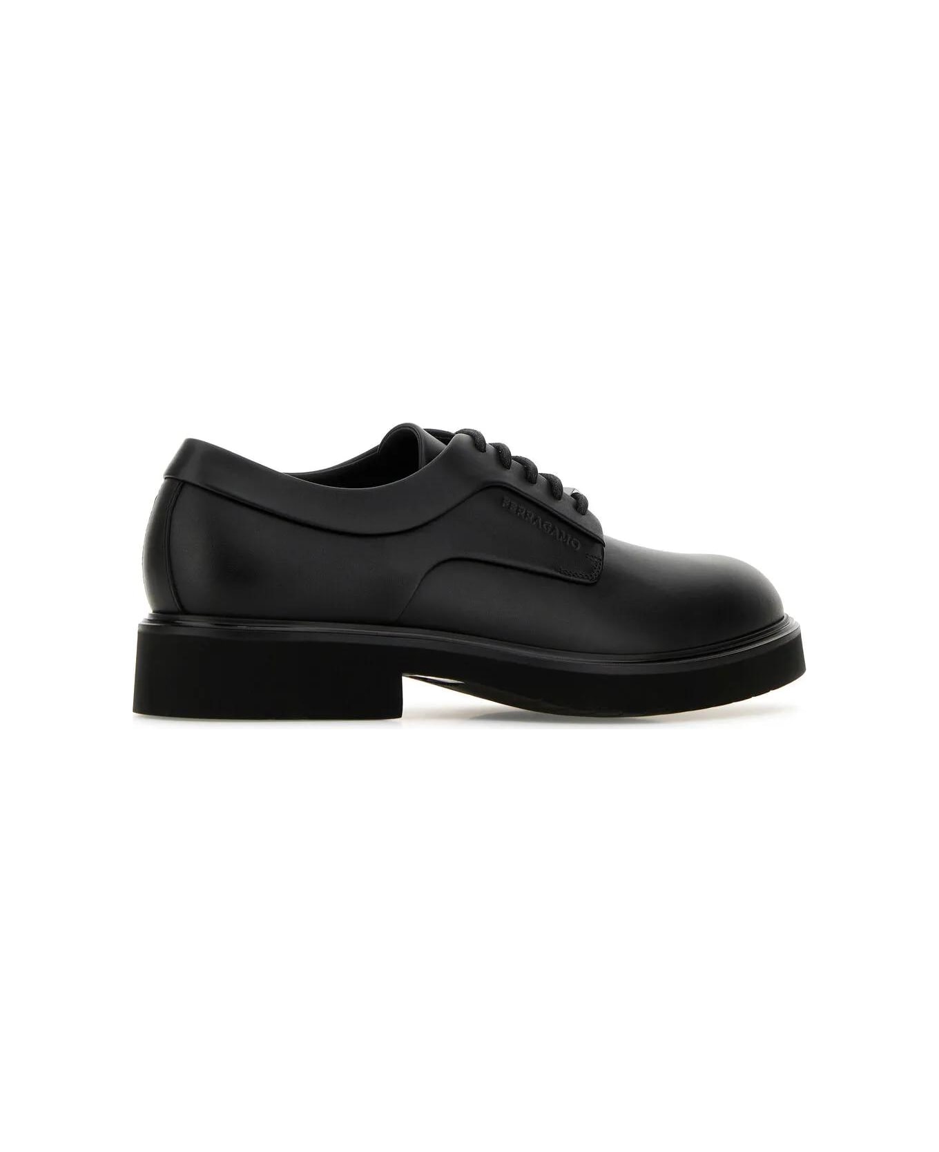 Ferragamo Black Leather Cervantes Lace-up Shoes - BLACK