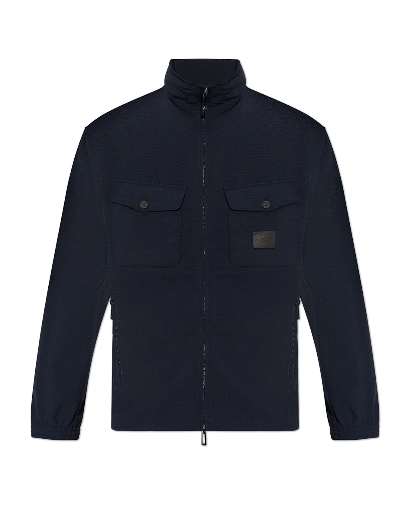 Emporio Armani Jacket With Logo Patch - Blue