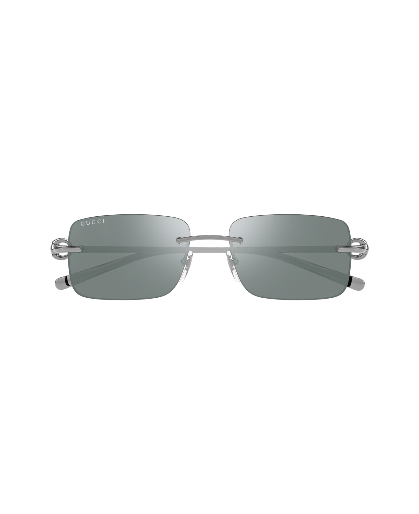 Gucci Eyewear Gucci Gg1703s Linea Horsebit 002 Silver Green Sunglasses - Argento