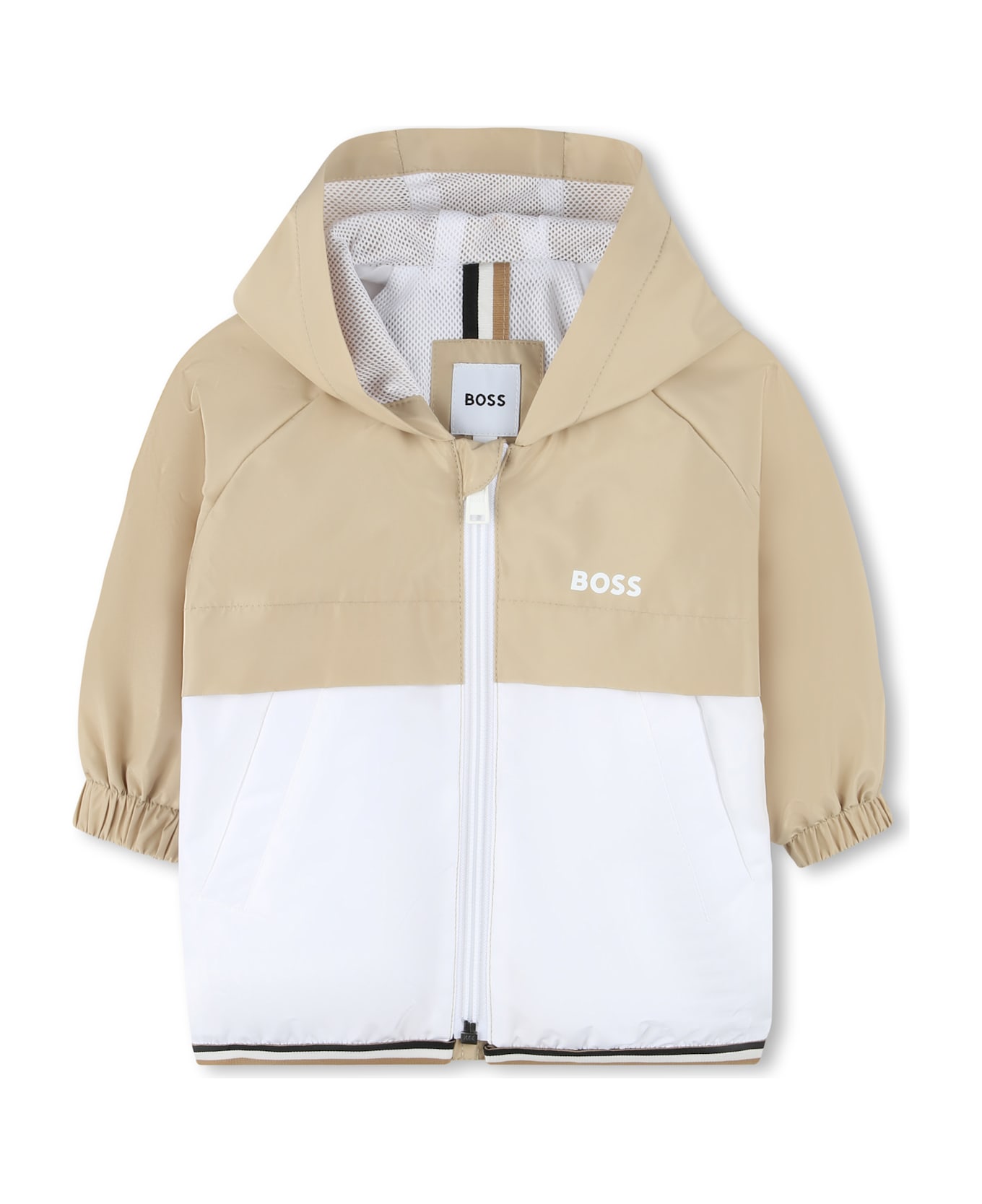 Hugo Boss Giacca A Vento Con Logo - Beige