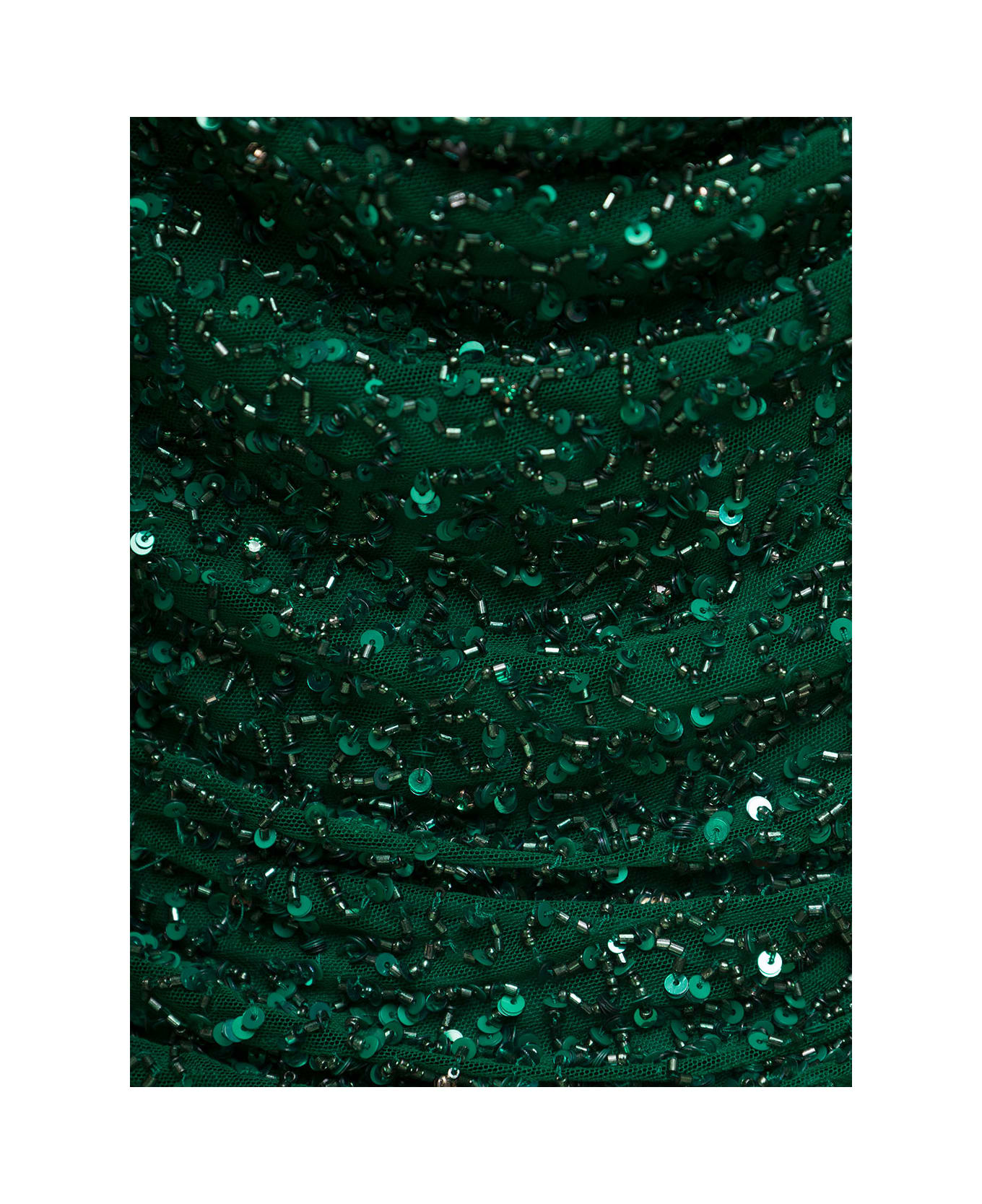 retrofete 'michal' Green Cowl Neckline Top With Paillettes In Nylon Woman Retrofete - Green