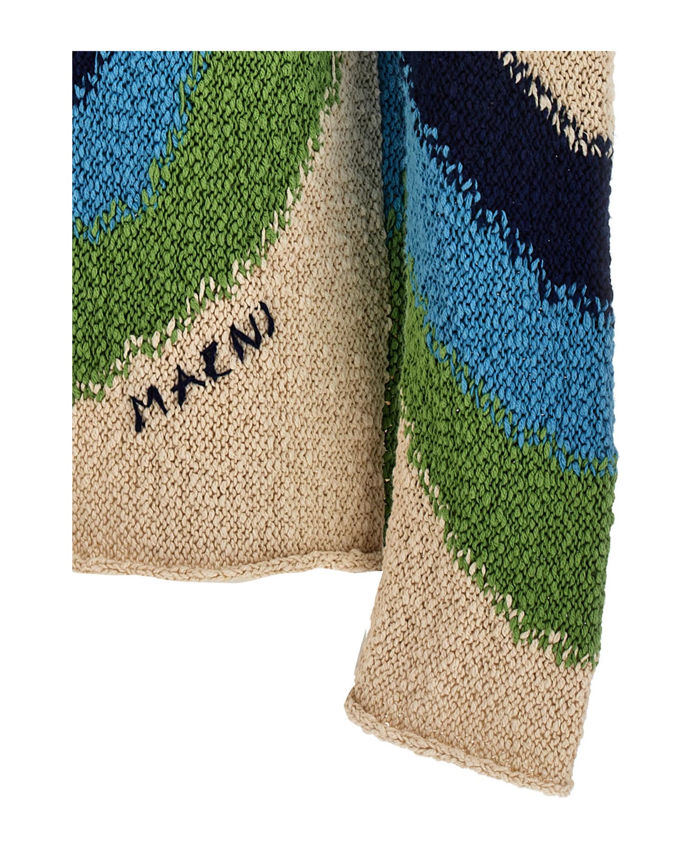 Marni Patterned Hooded Sweater - POWDERBLUE