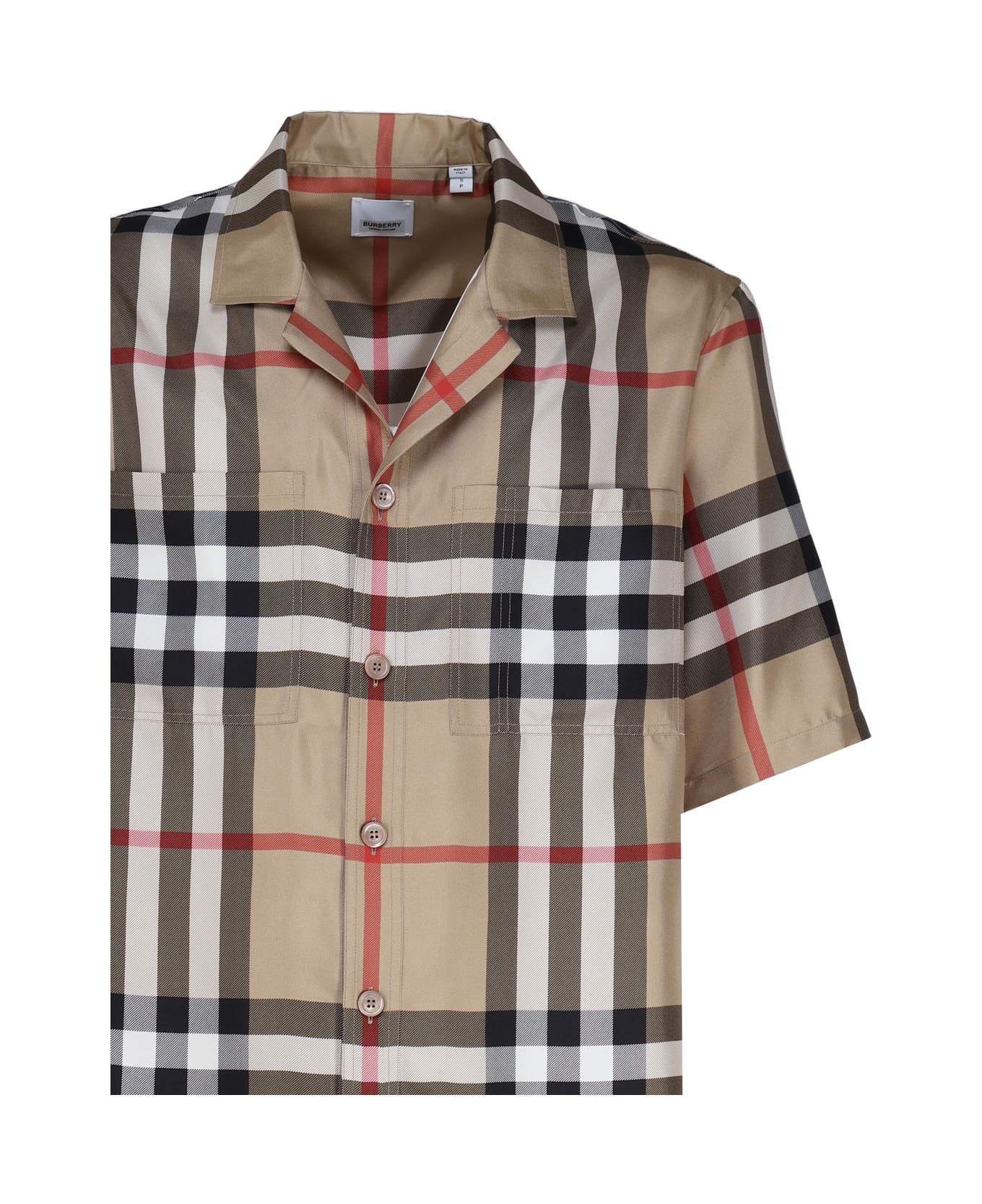 Burberry Silk Twill Bowling Shirt - Beige