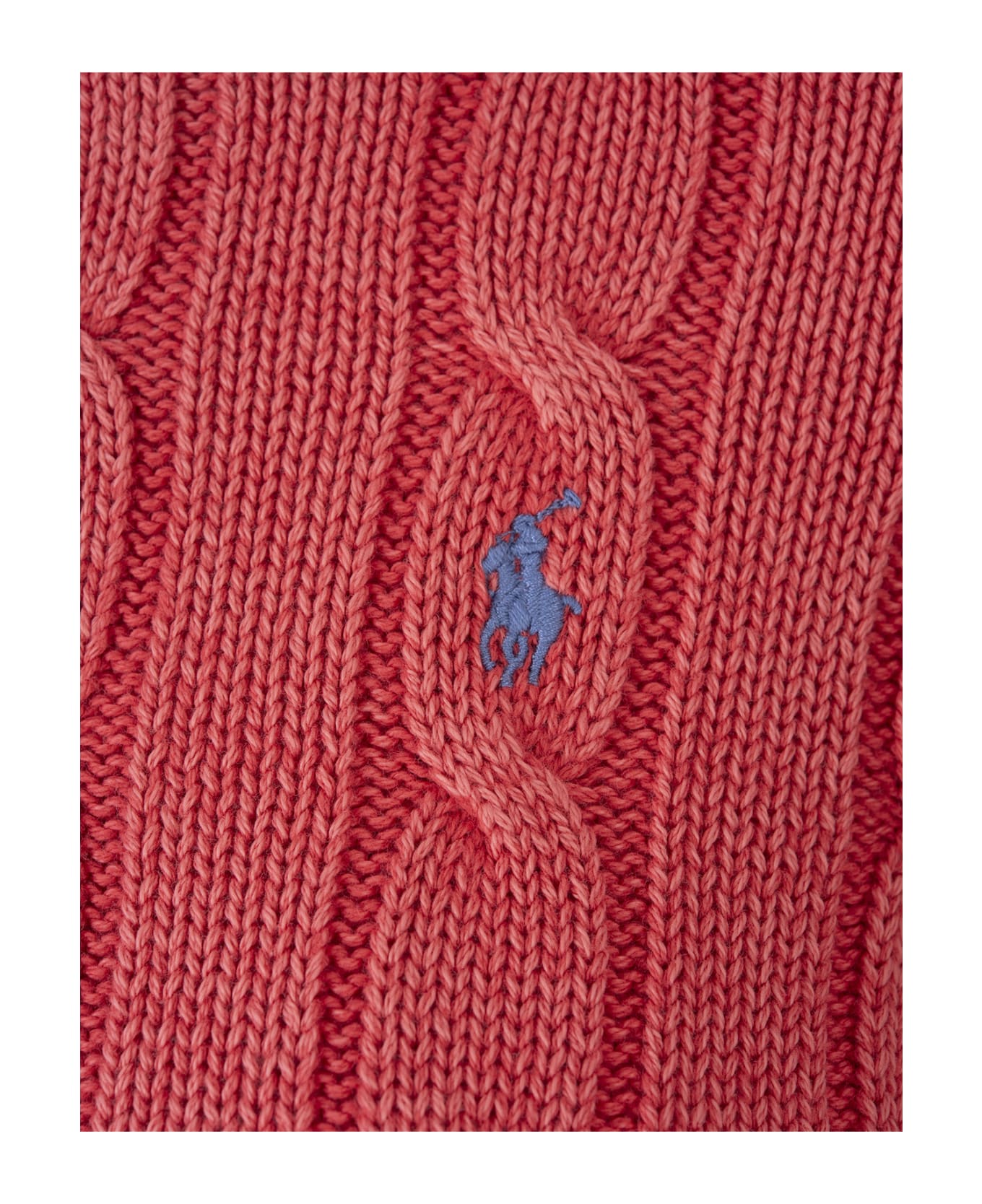 Ralph Lauren Coral Cable Cotton Sweater - Red