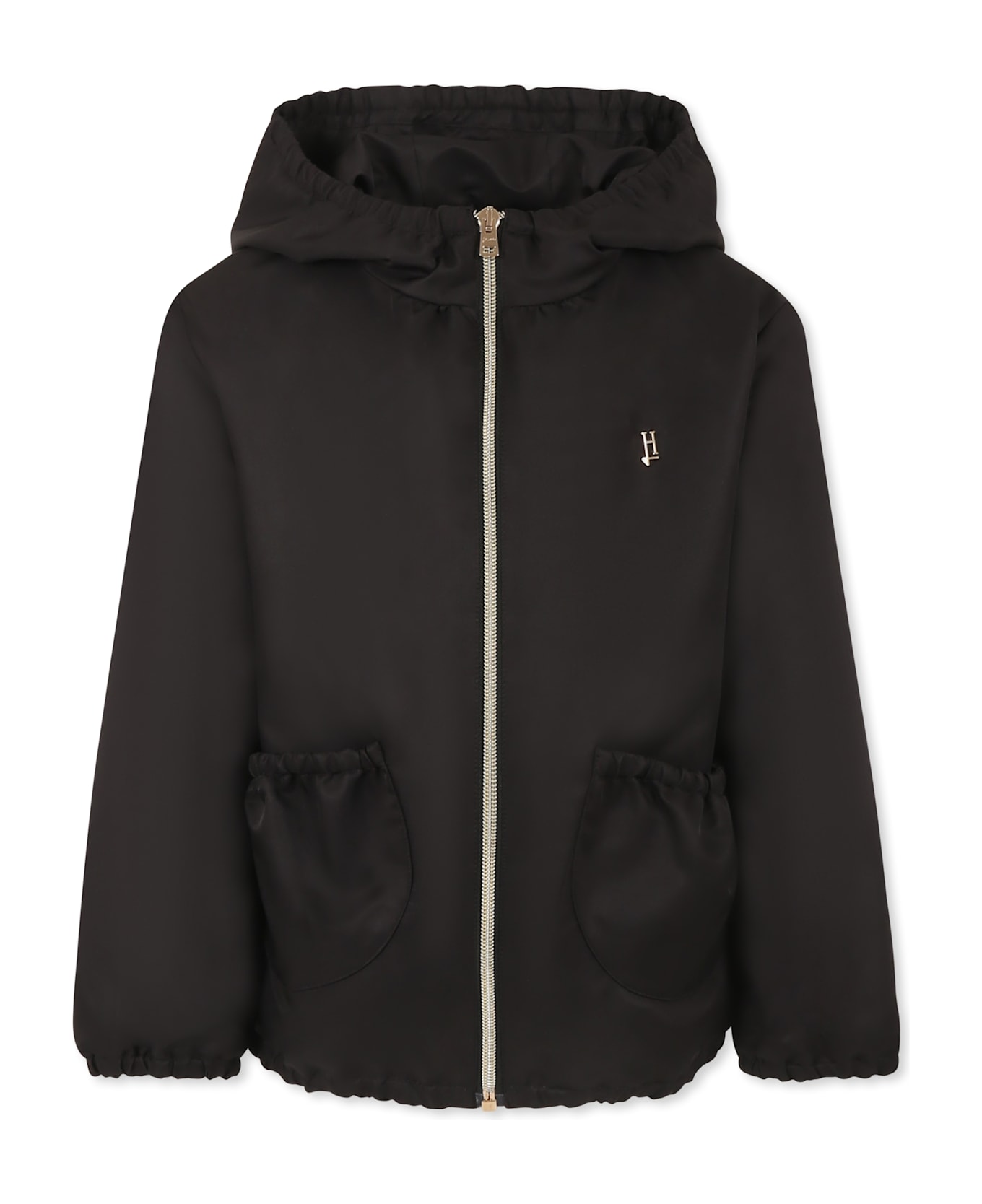 Herno Black Windbreaker Jacket For Girl - Black
