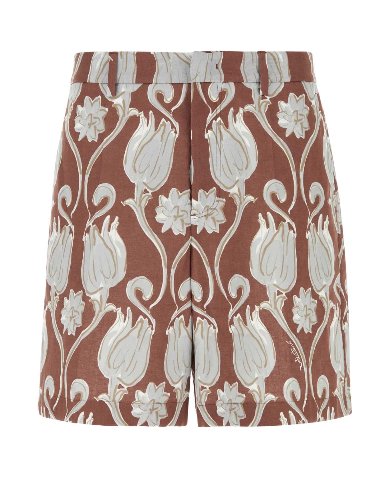 Valentino Garavani Printed Linen Bermuda Shorts - STTULIPSJAIPURPERLA