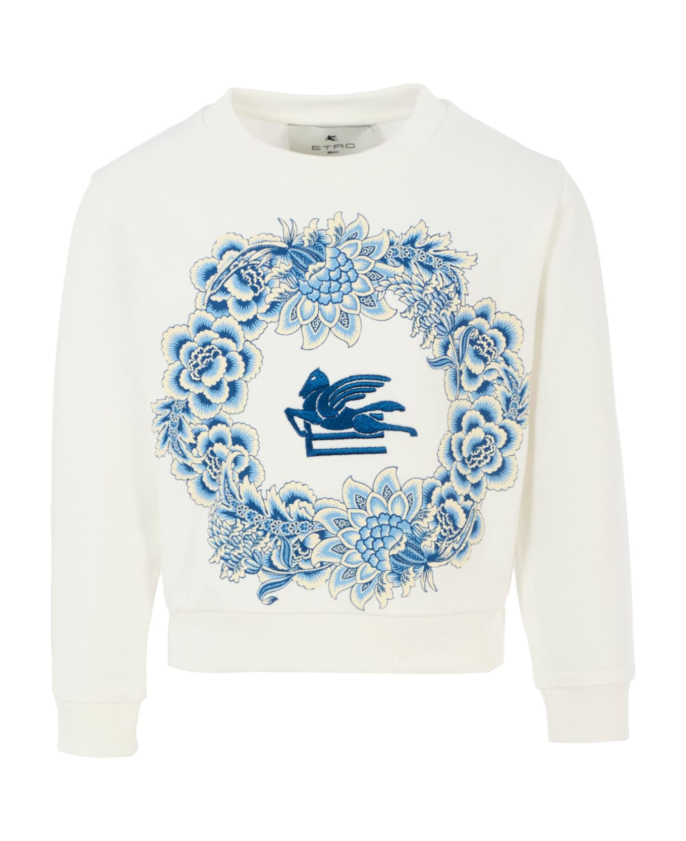 Etro Ivory Sweatshirt For Girl With Floral Print - Ivory