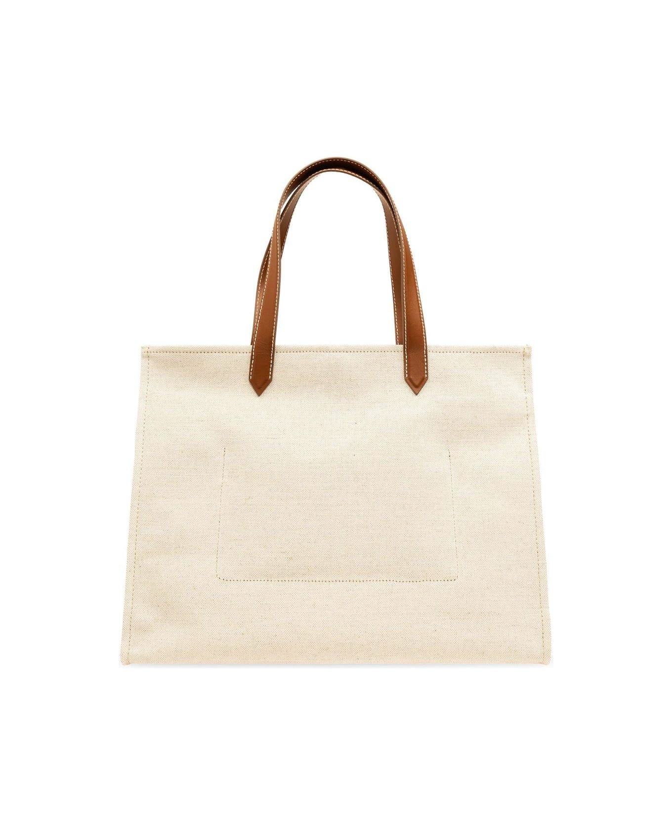 Balmain B-army Logo-embroidered Top Handle Bag - Beige