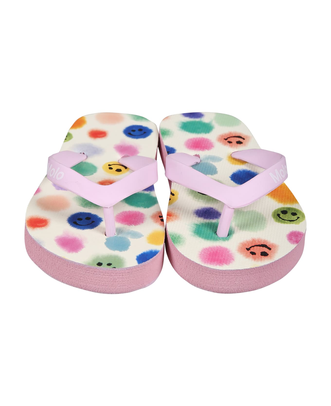 Molo Pink Flip Flops For Girl With Smile - Multicolor シューズ