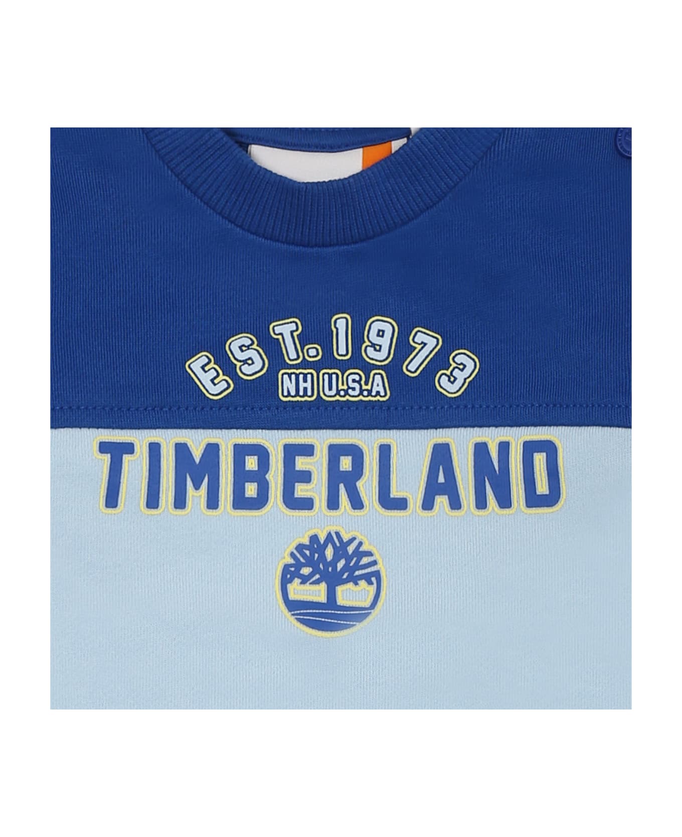 Timberland Light Blue Sweatshirt For Baby Boy With Logo - Light Blue