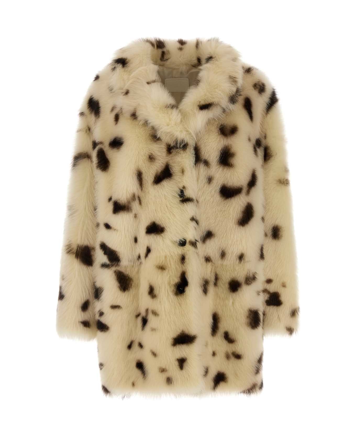 Prada Printed Fur Coat - AVORIO/NERO