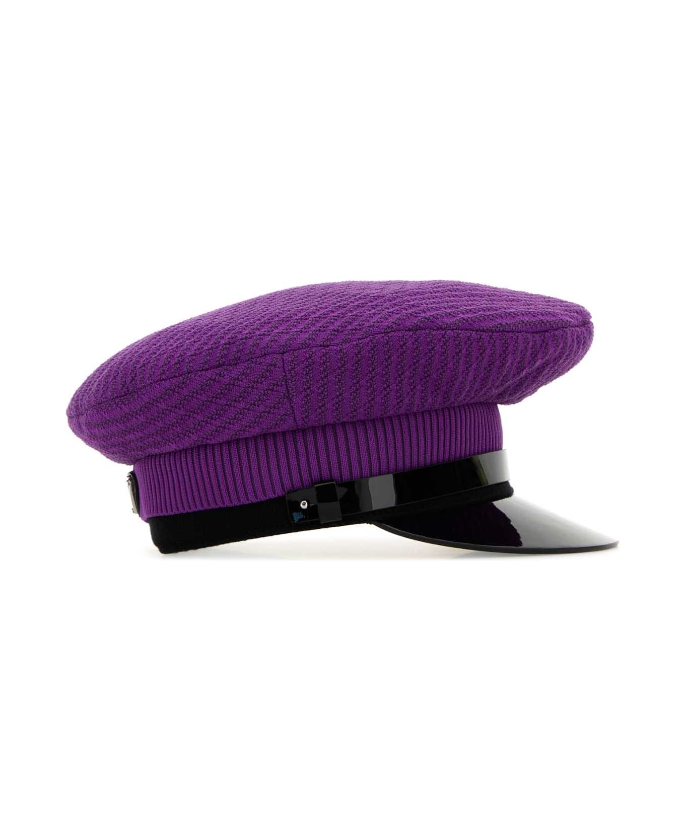 Prada Purple Stretch Nylon Baker Boy Hat - VIOLANERO