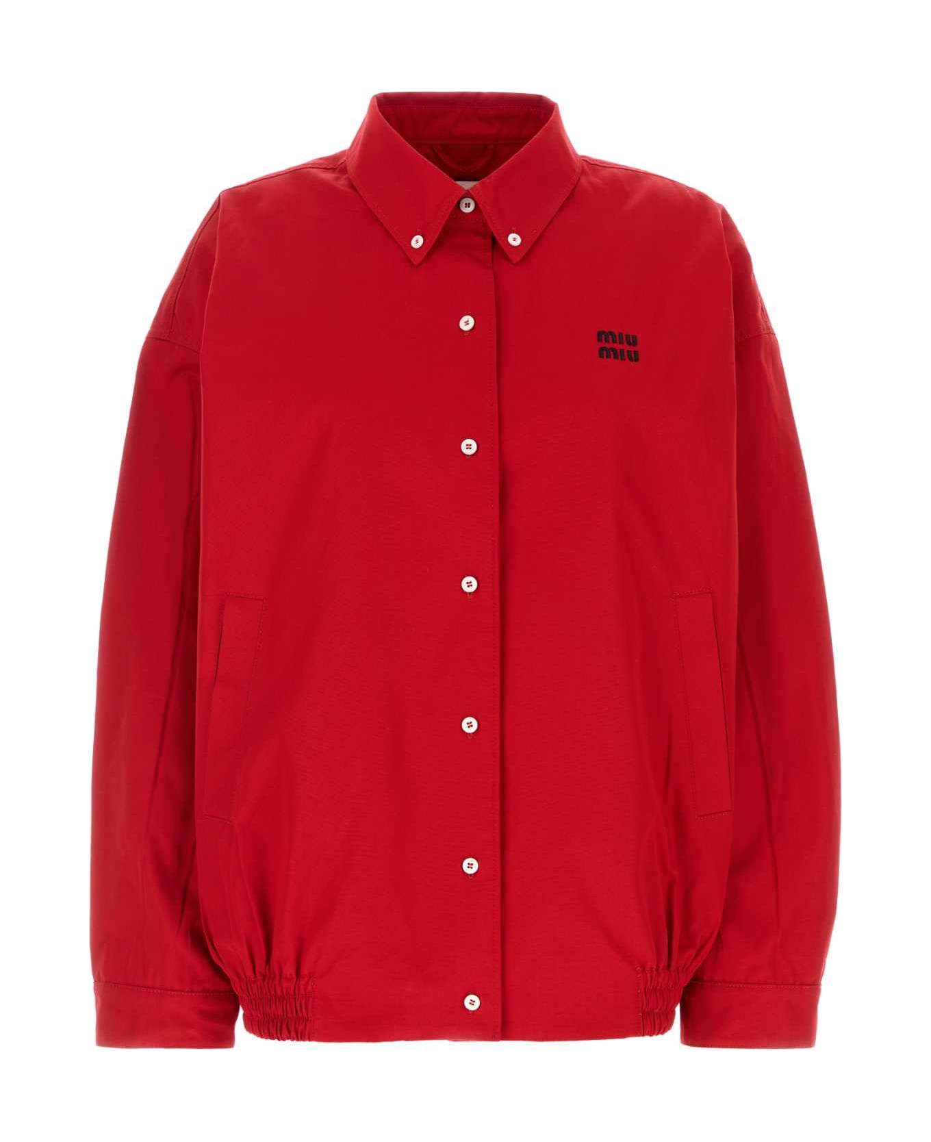 Miu Miu Red Poplin Jacket - SCARLATTO