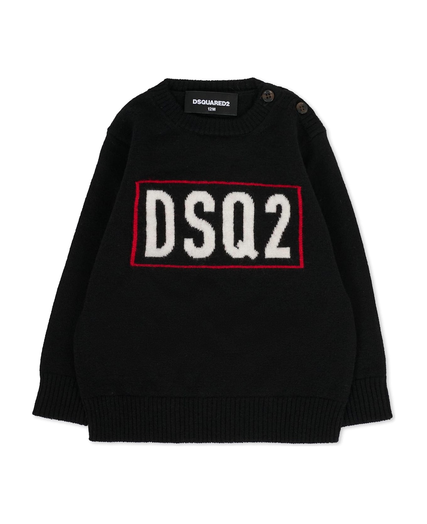 Dsquared2 Black Sweater For Baby Boy With Logo - Black