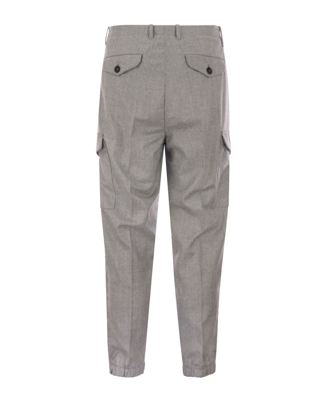 Brunello Cucinelli Wool Trousers With Cargo Pockets And Zipped Bottoms - GRIGIO PERLA
