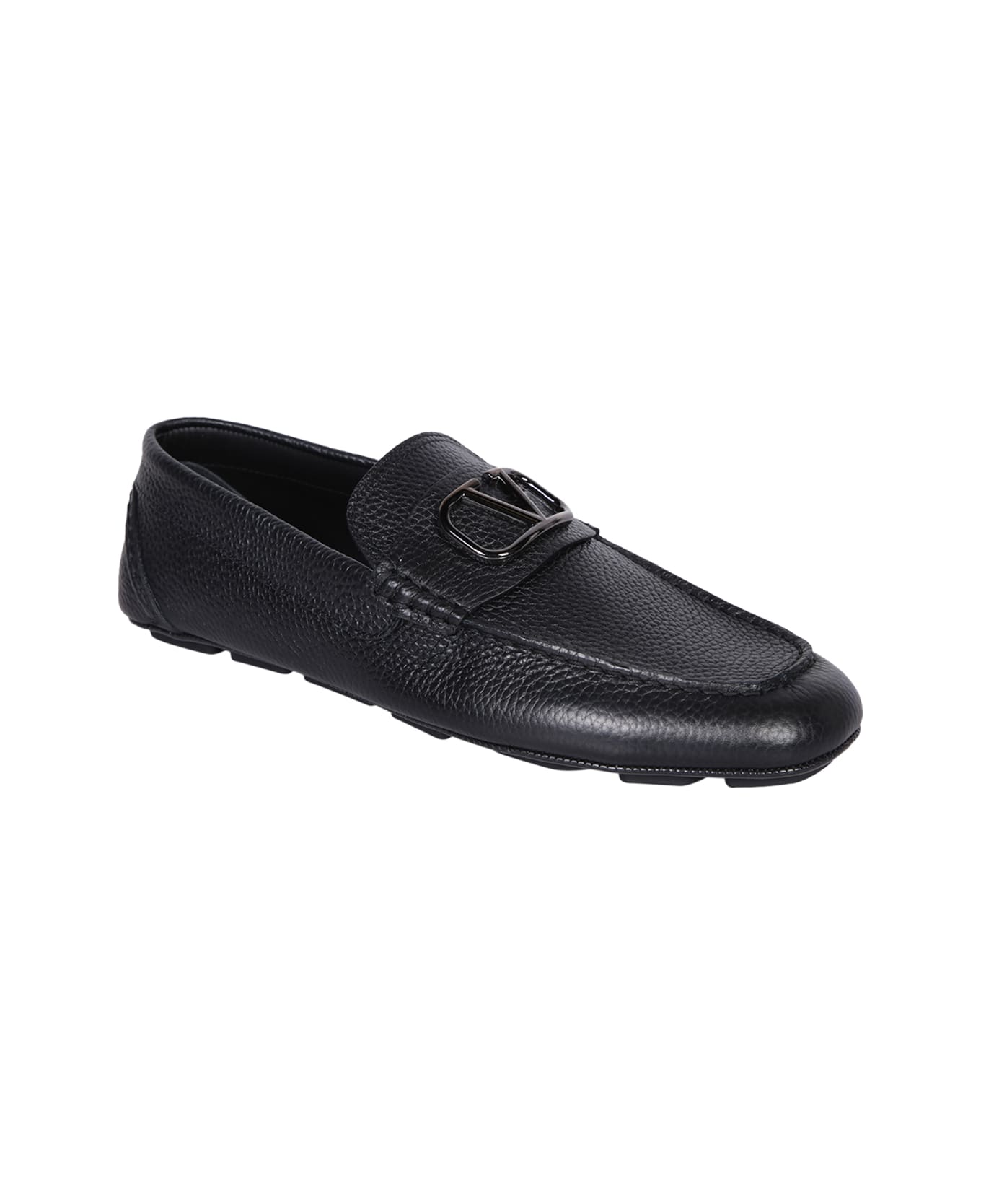 Valentino Driver Vlogo Black Loafer - Black