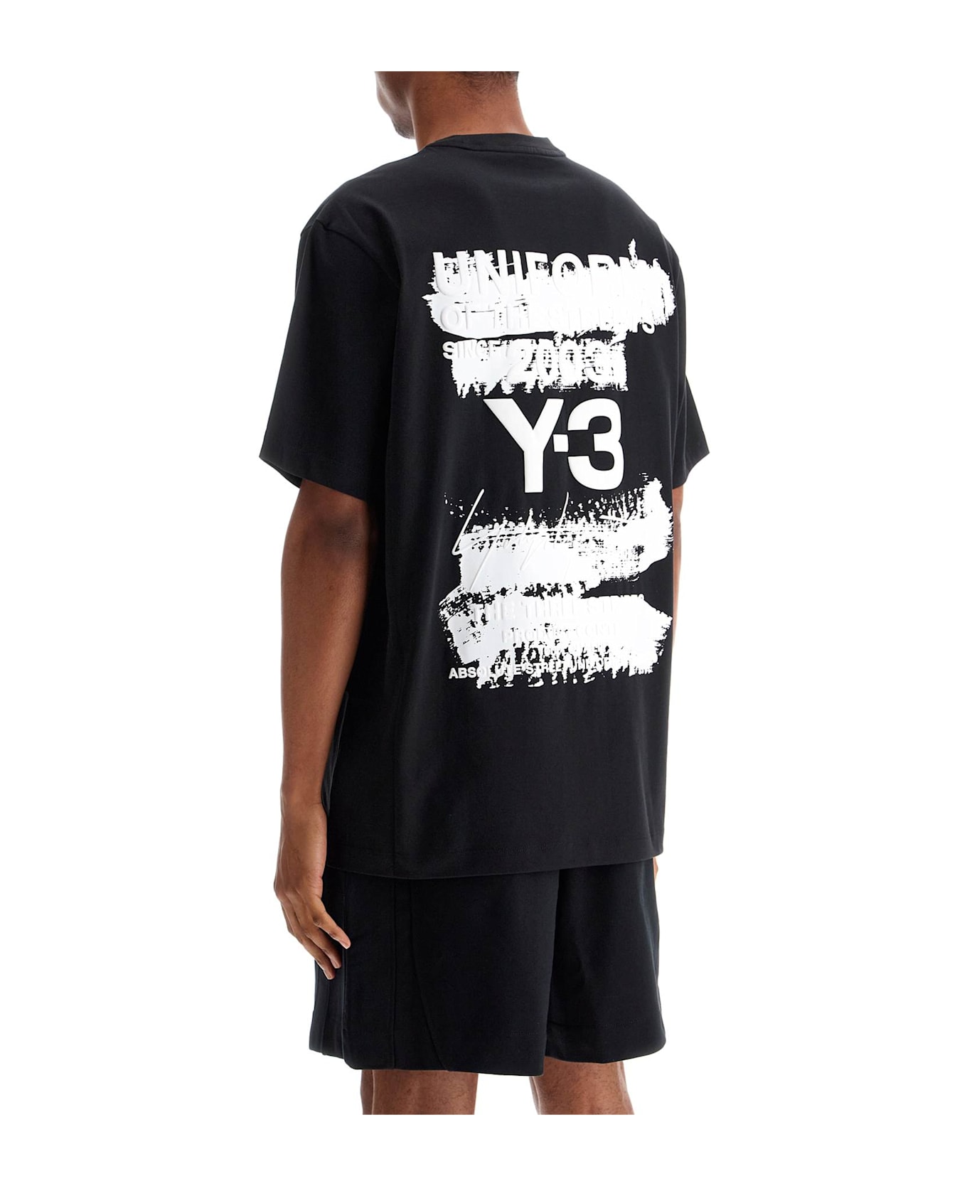 Y-3 Black Logo Cotton T-shirt - Black