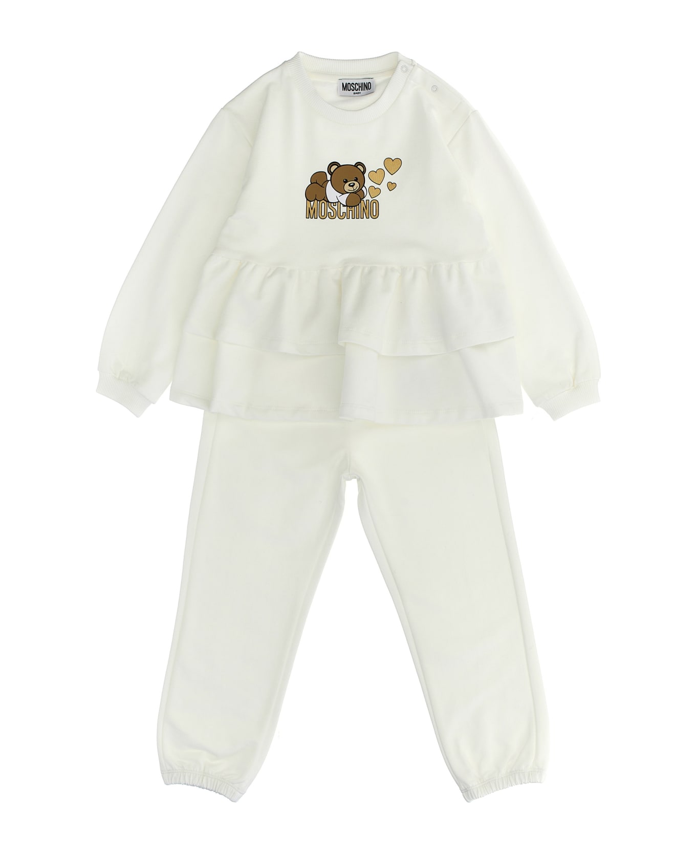 Moschino Sweatshirt Suit + Logo Print Joggers - White