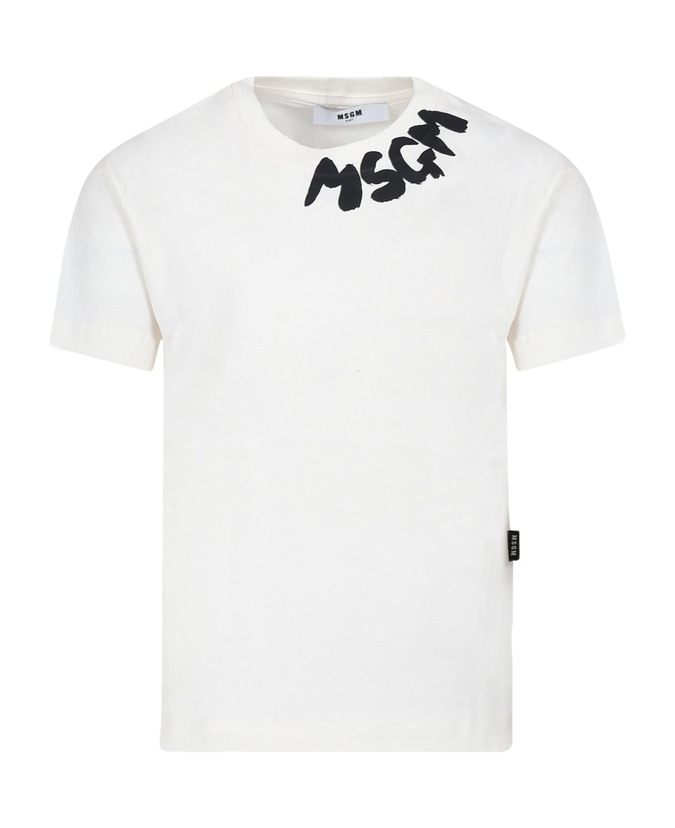 MSGM Ivory Sweatshirt For Kids With Logo - Crema