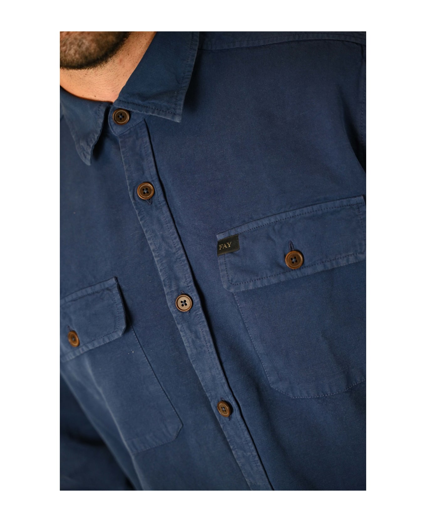 Fay French Collar Shirt - BLUE