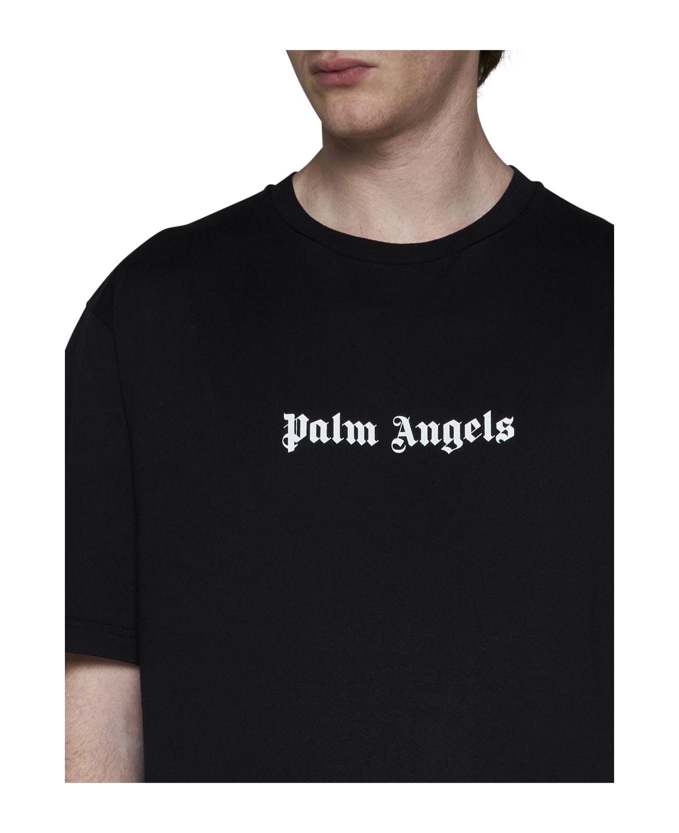 Palm Angels Black T-shirt With Front Logo - Black シャツ