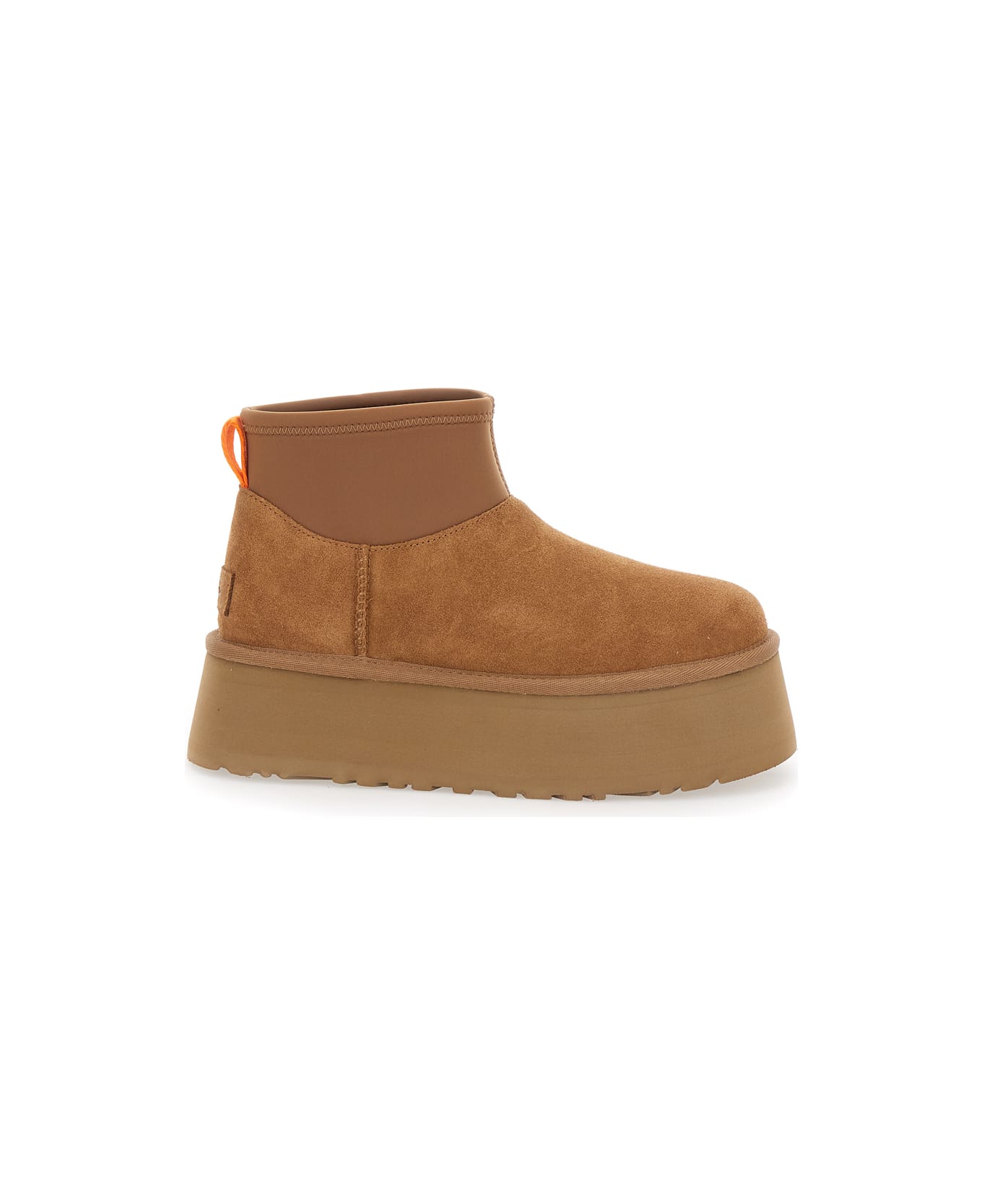 UGG Brown Ugg Classic Mini Dipper Ankle Boots With Fabric Insert In Suede Woman - Beige