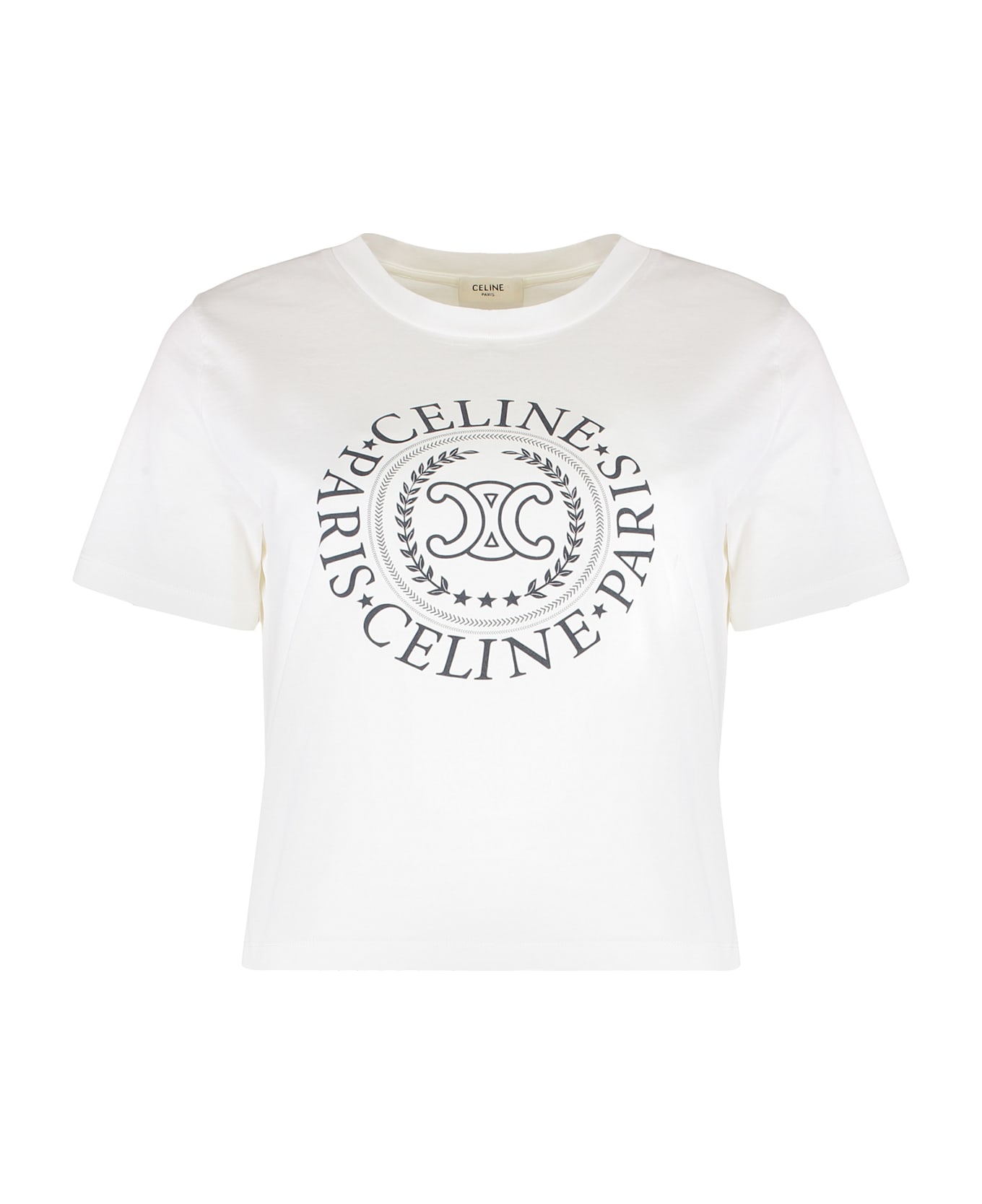 Celine Cotton T-shirt With Logo - White