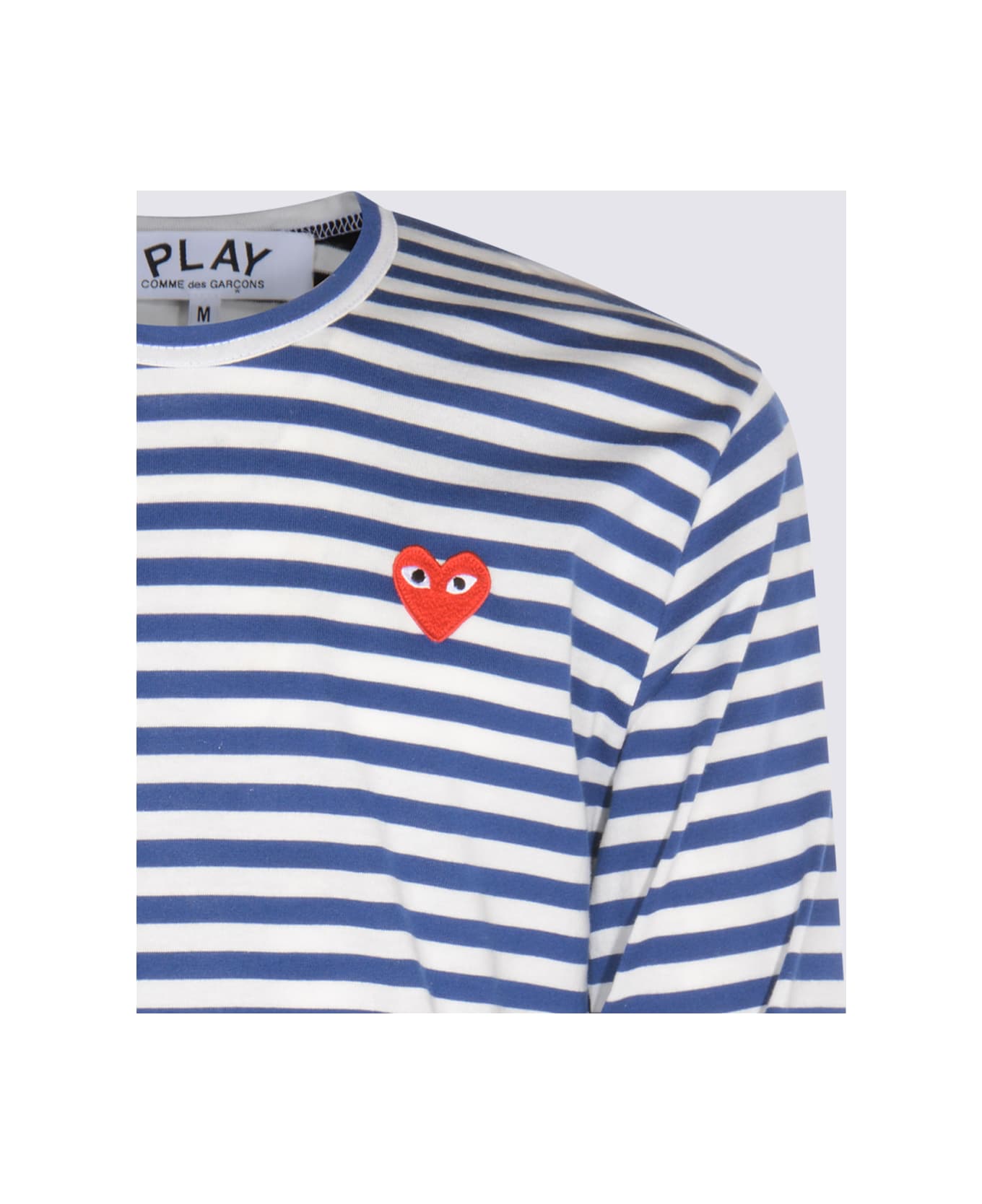 Comme des Garçons Play Blue And White Cotton T-shirt - White