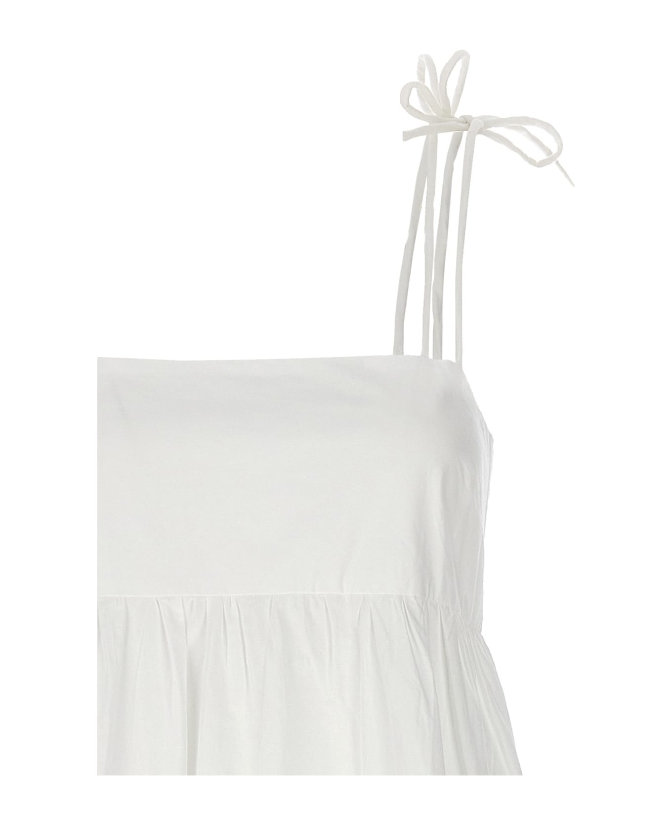Ganni Bow Midi Dress - White ワンピース＆ドレス