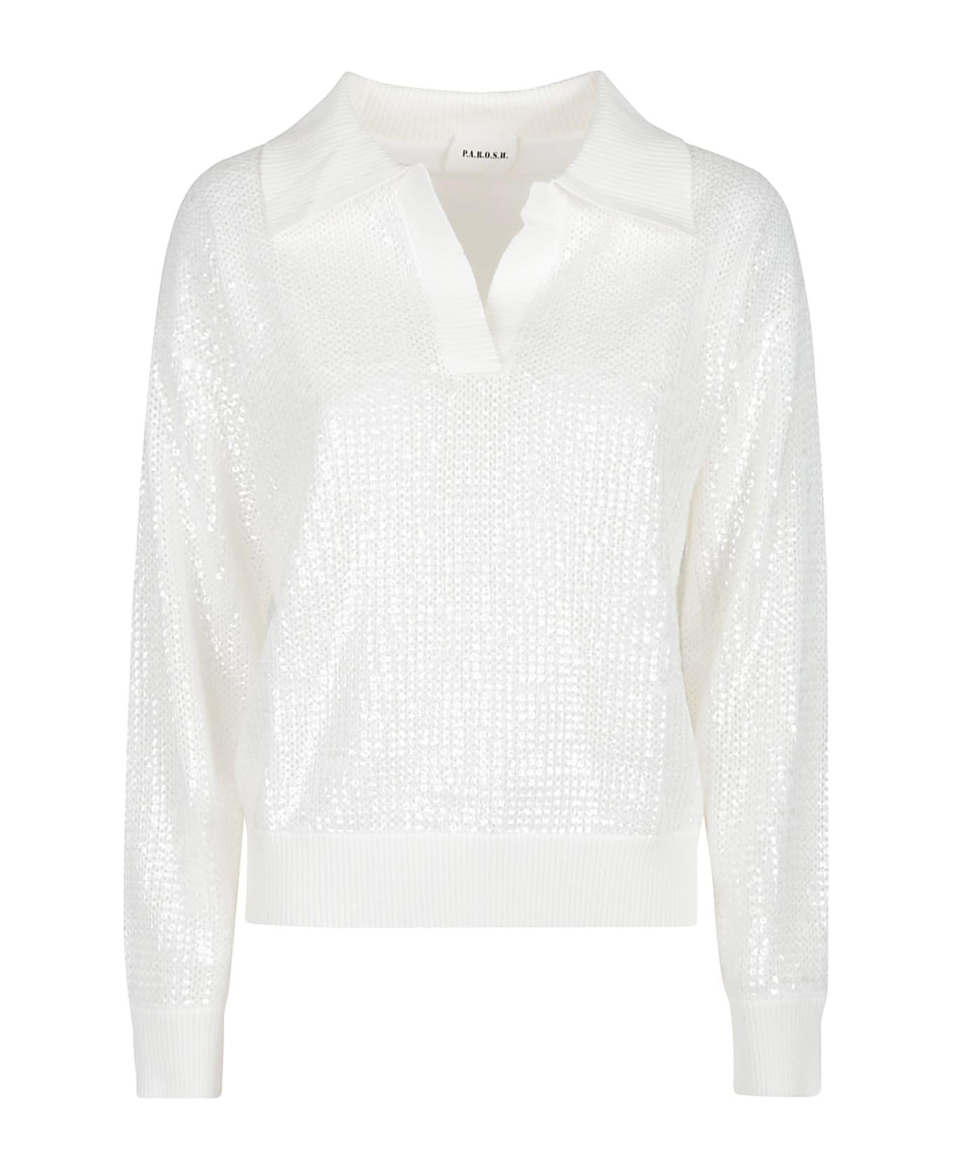 Parosh Cobalto Polo Neck Sweater - Panna