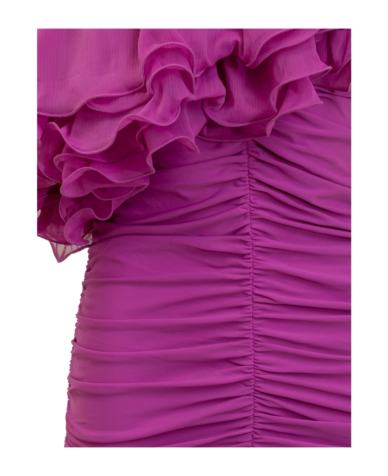 Rotate by Birger Christensen Chiffon Asymmetric Dress - PURPLE CACTUS FLOWER