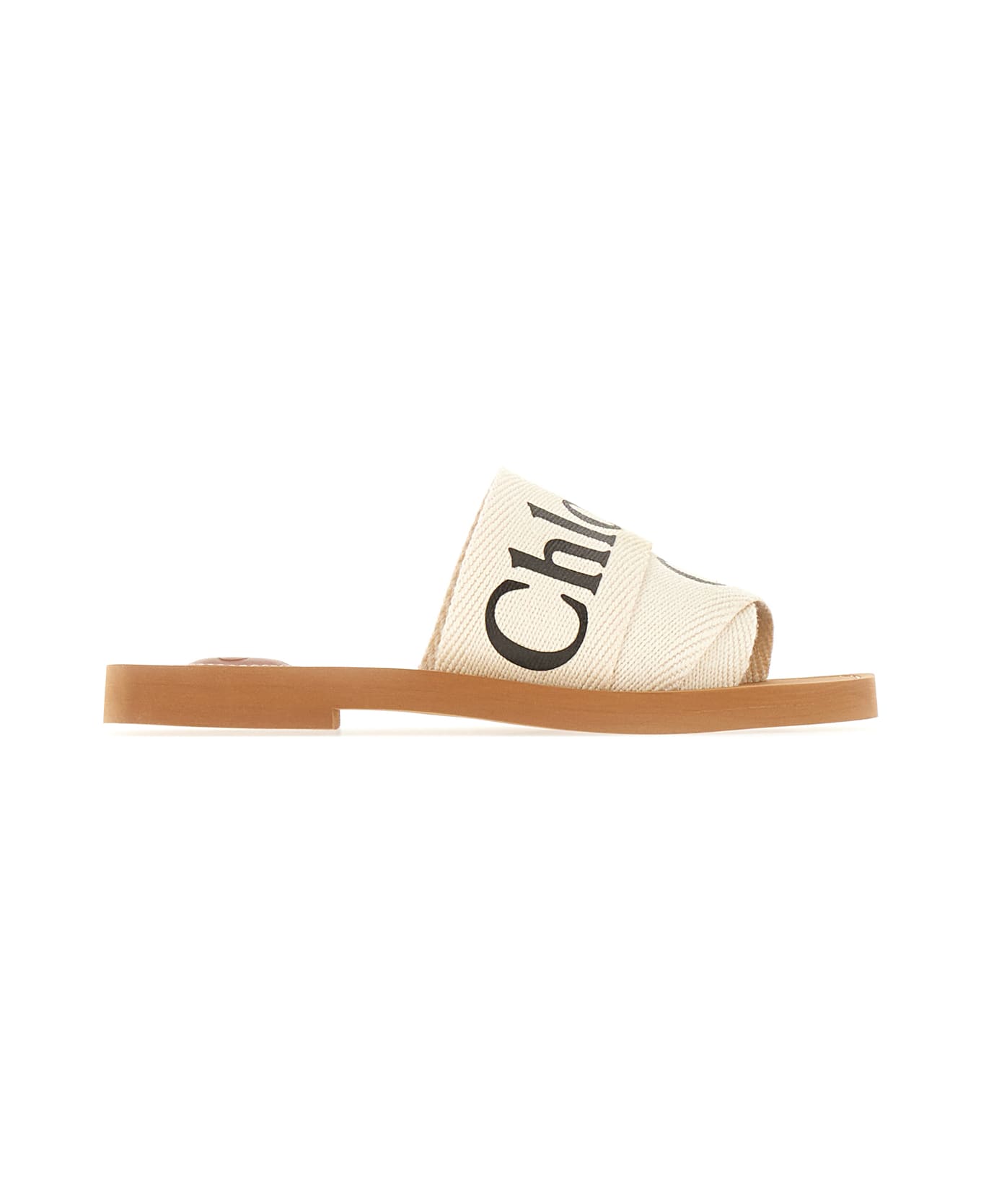 Chloé White Linen Blend Woody Slippers - 101