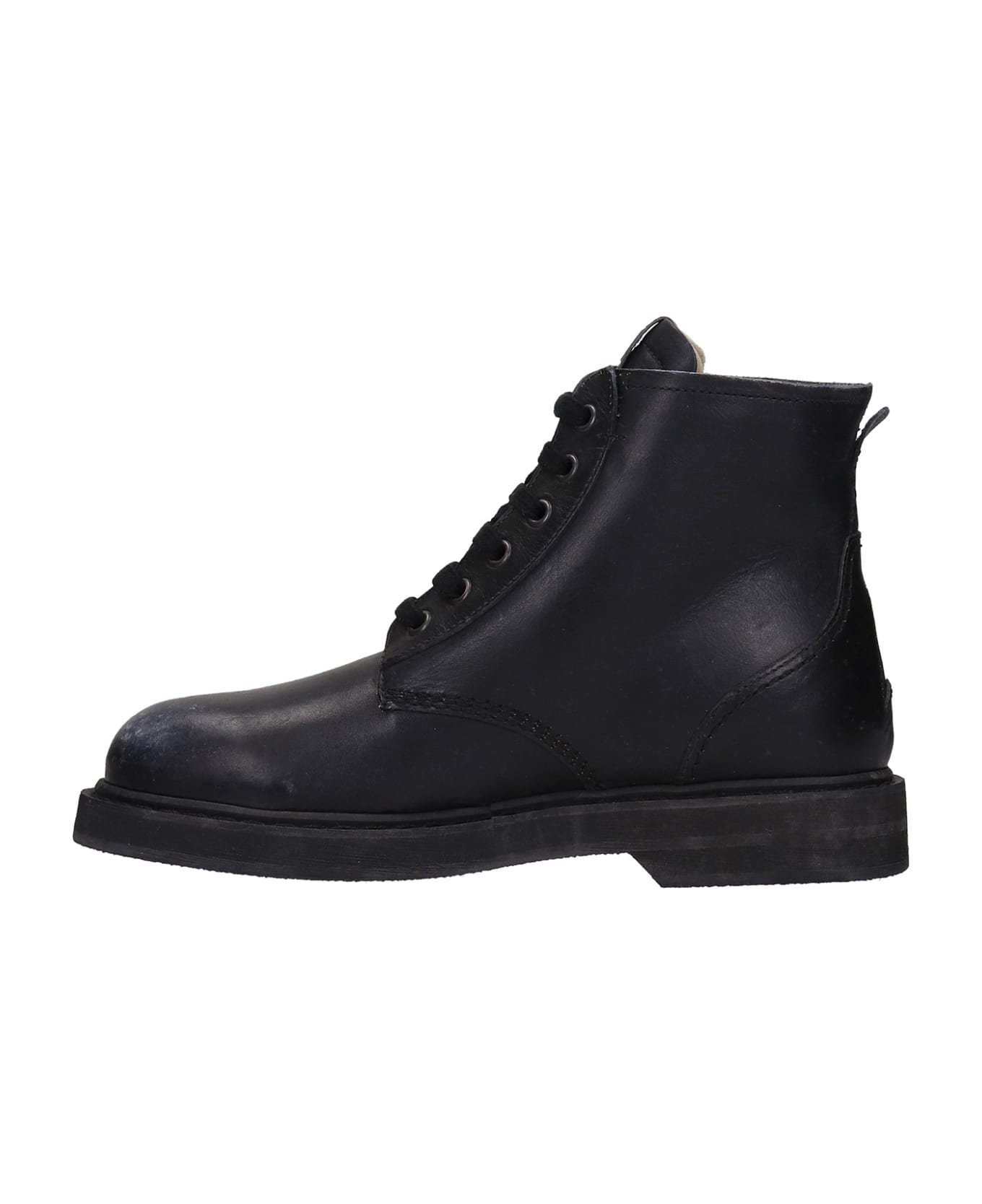 Ele Combat Boots In Black Leather