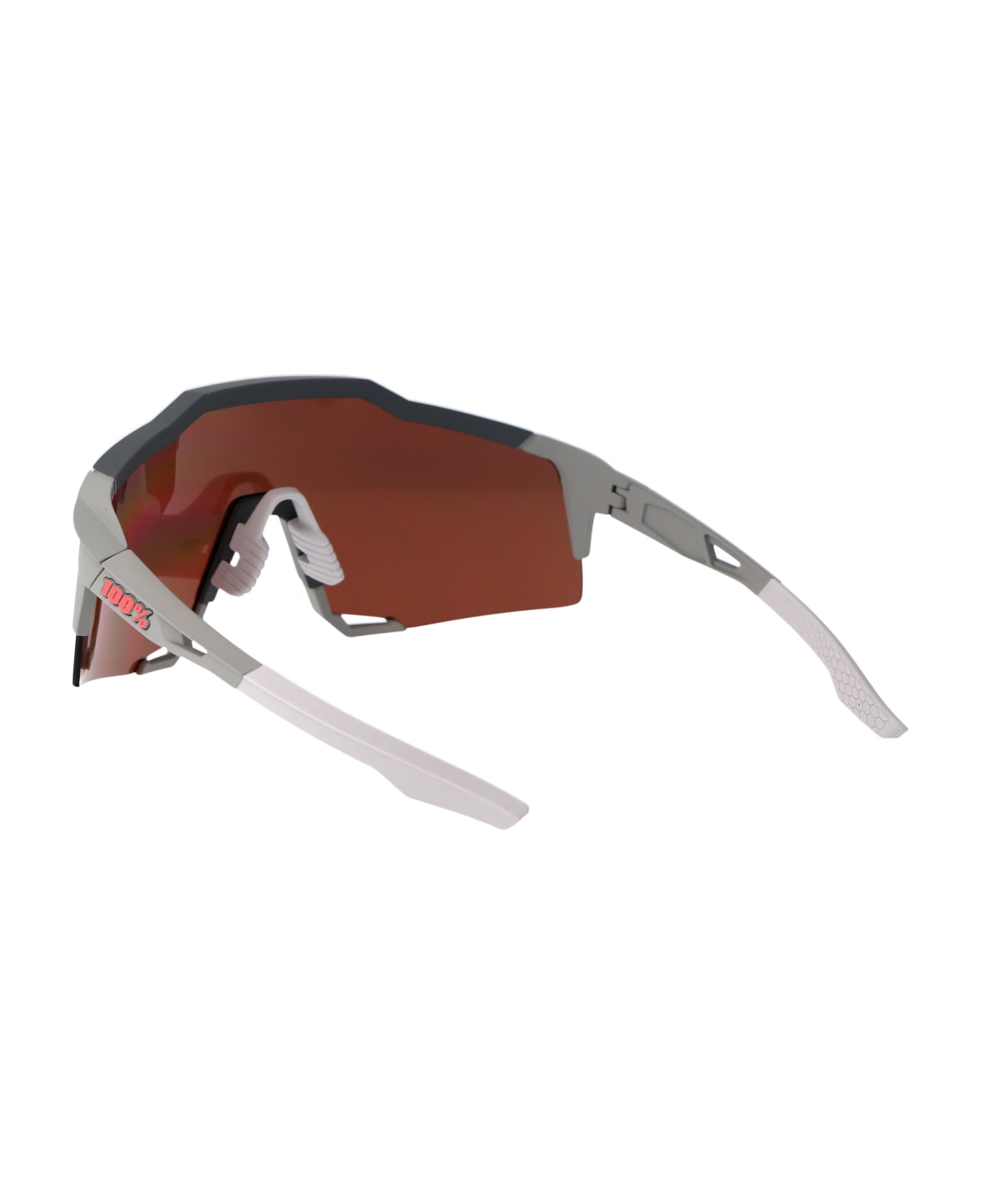 100% Speedcraft Sunglasses - Soft Tact Stone Grey - HiPER Crimson Silver Mirror Lens