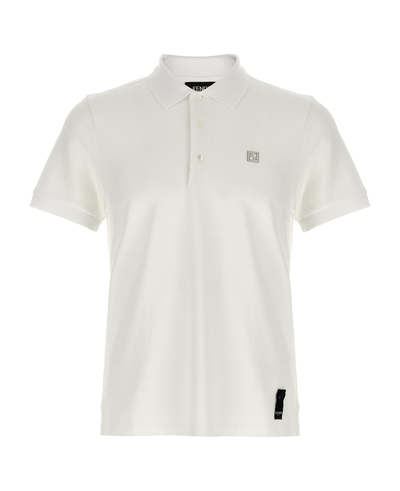 Fendi Ff Metallic Logo Polo Shirt - BIANCO