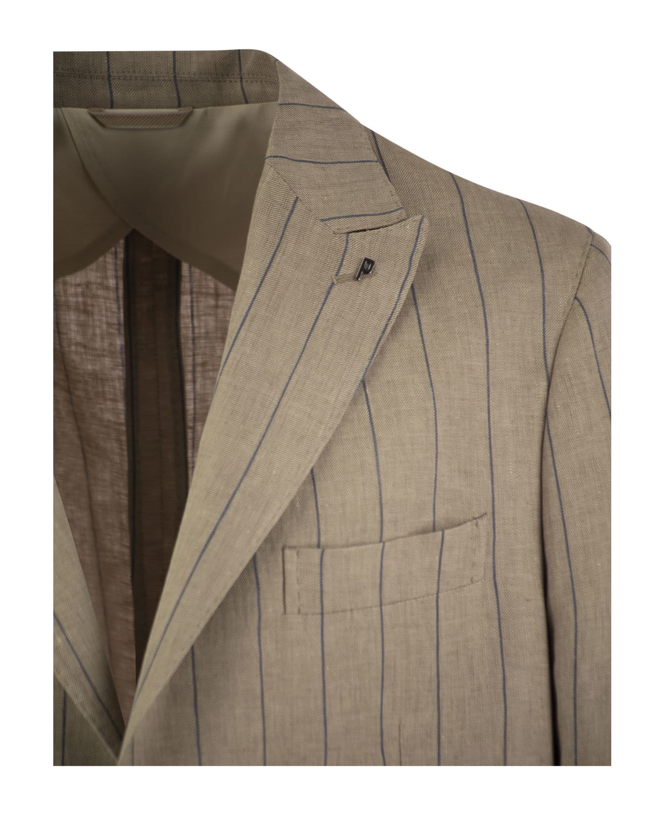 Peserico Pinstripe Linen Single-breasted Blazer スーツ