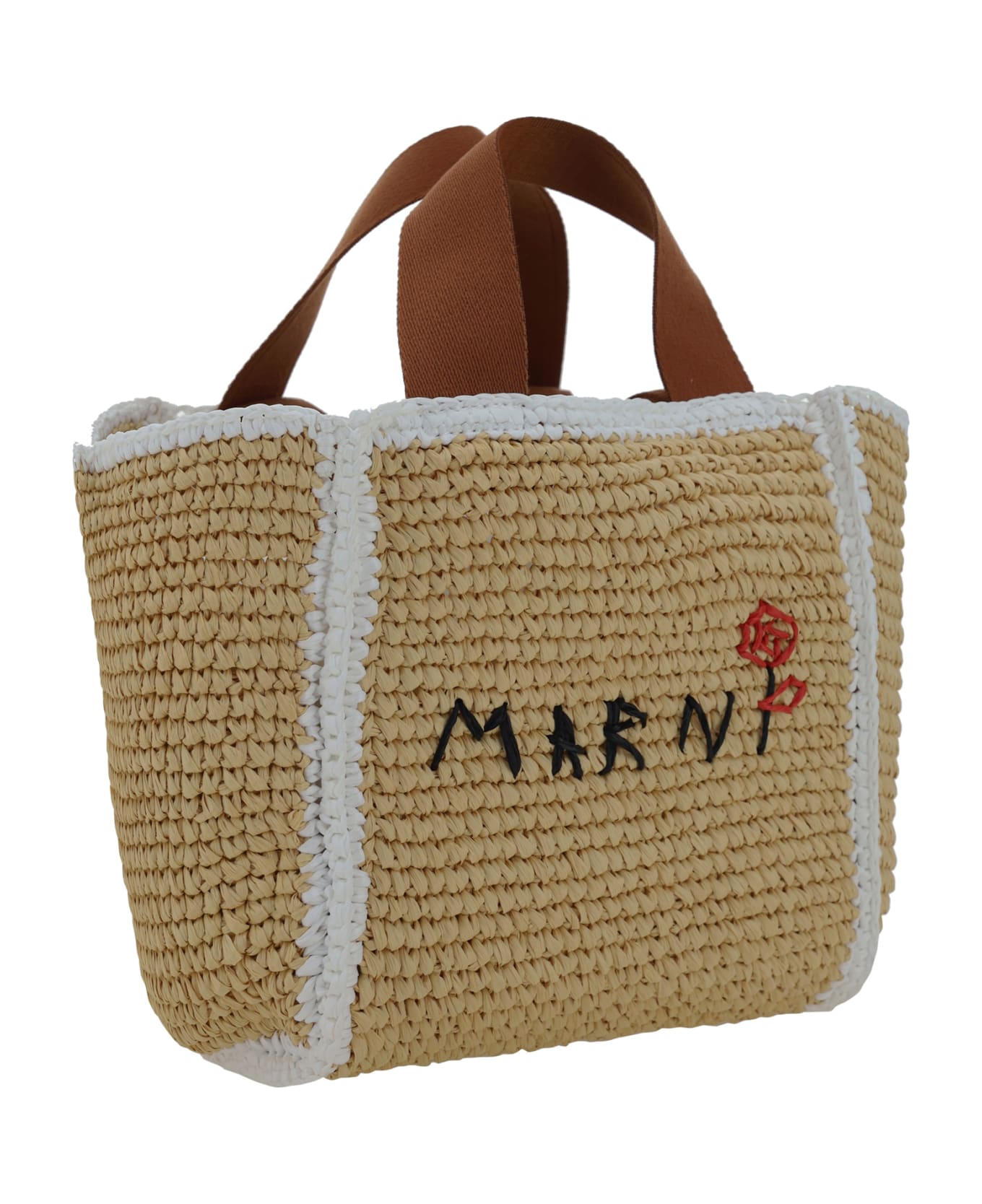 Marni Sillo Handbag - Natural/white/rust
