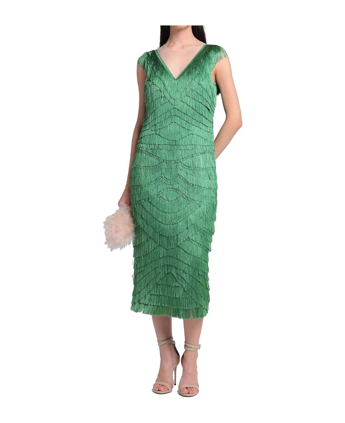 Dolce & Gabbana Fringed Midi Dress - Green
