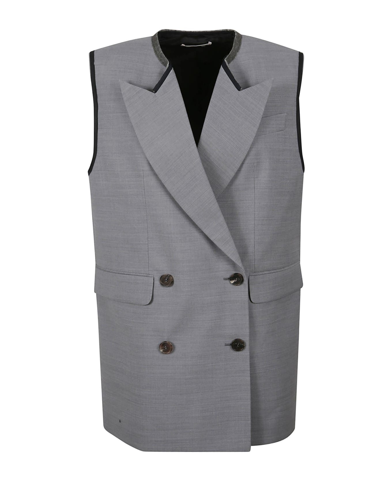 Alexander McQueen Sleeveless Db Boxy Jacket - Medium Grey Mélange