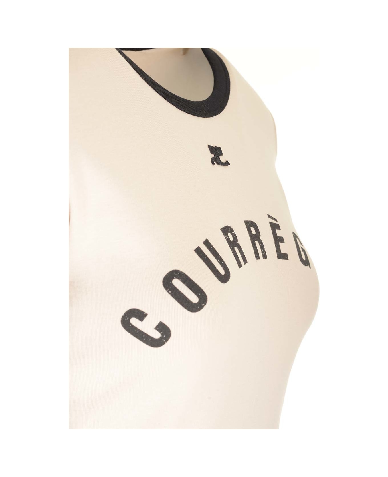 Courrèges Strap Detail T-shirt - LIME STONE / BLACK Tシャツ