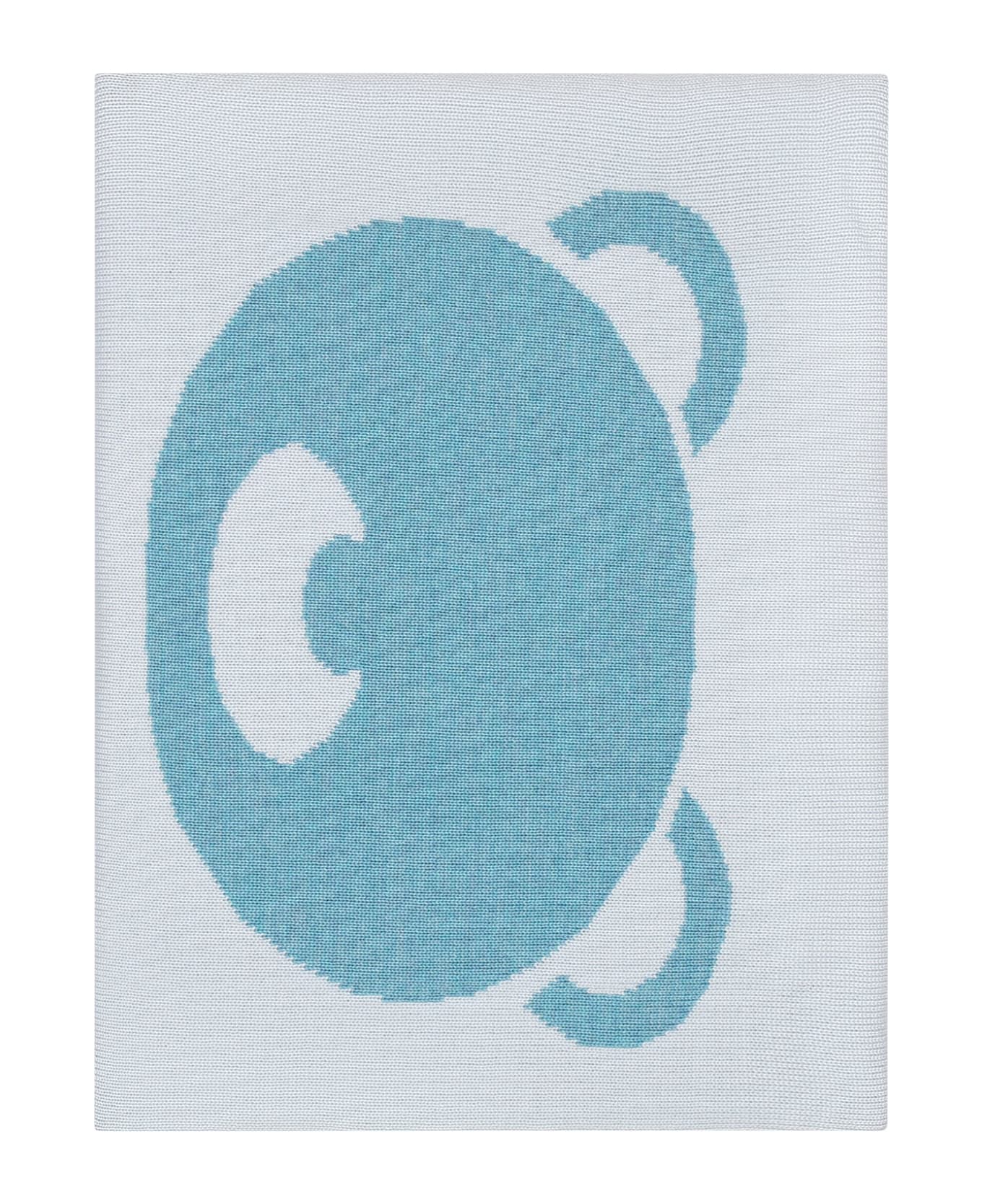 Little Bear Light Blue Blanket For Baby Boy With Embroidered Light Blue Bear - Multicolor アクセサリー＆ギフト