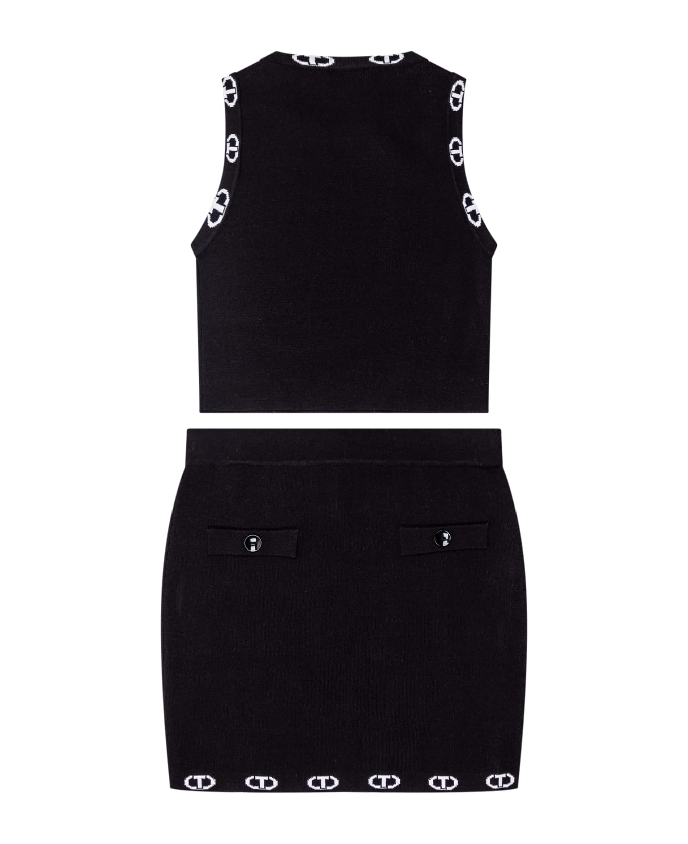 TwinSet Top And Skirt Set - Nero e Bianco