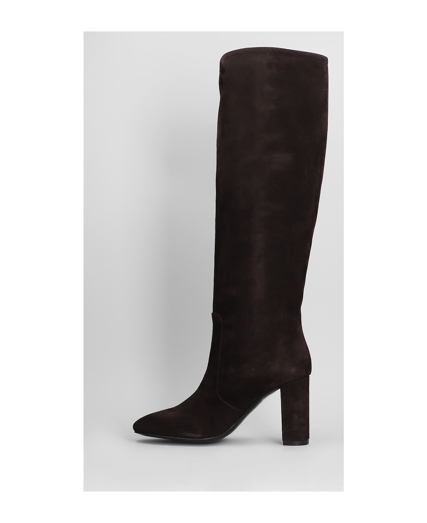 Via Roma 15 High Heels Boots In Dark Brown Suede - dark brown