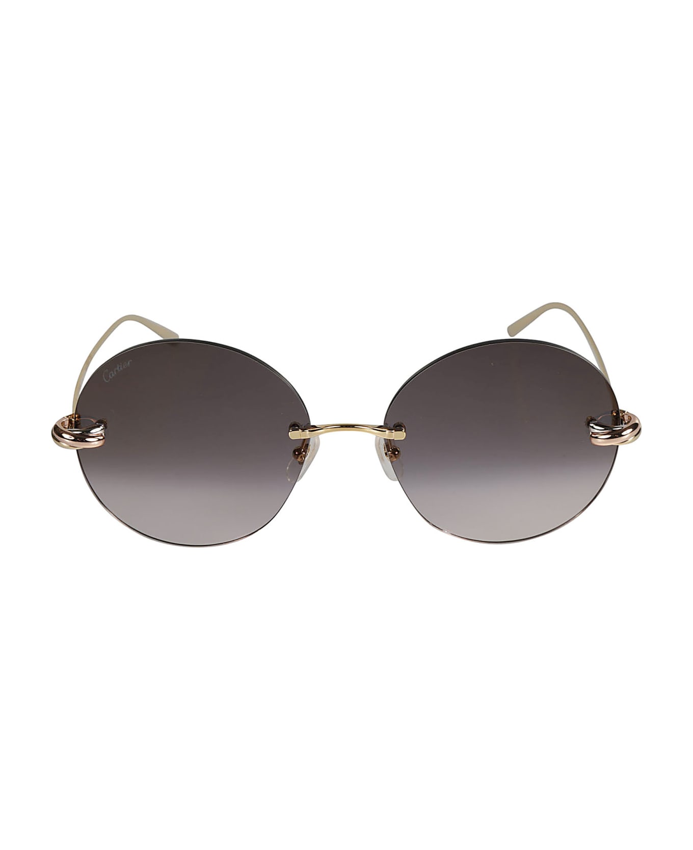 Cartier Eyewear Round Lens Rimless Sunglasses - Gold/Grey