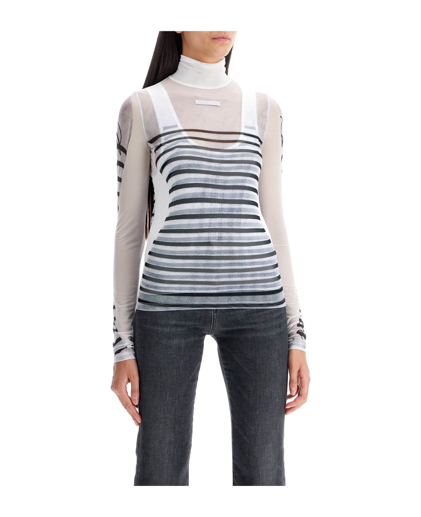 Jean Paul Gaultier Layered Top With Mariniã¨re - WHITE/NAVY/BLACK (White)