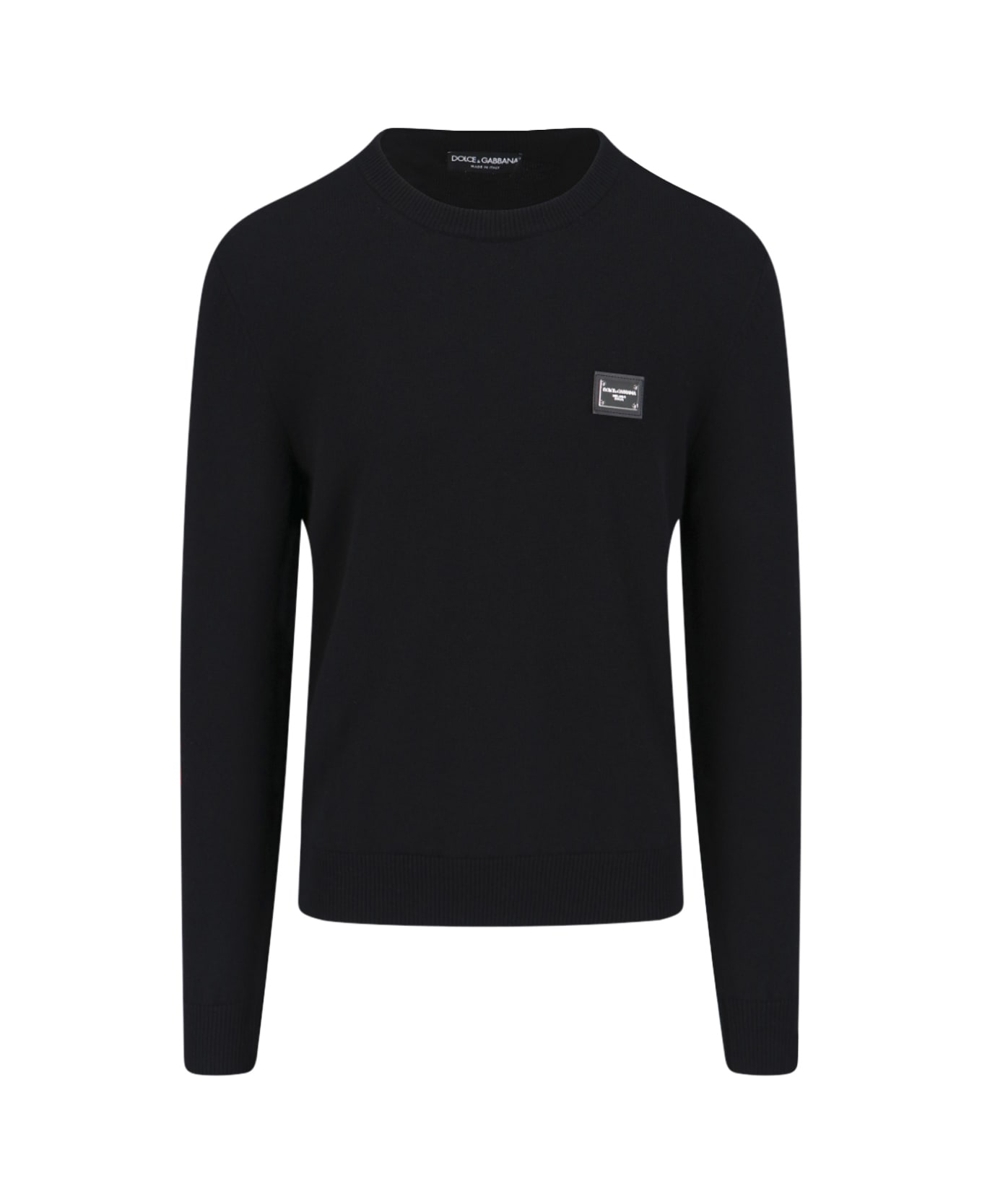 Dolce & Gabbana Logo Plaque Wool Sweater - black ニットウェア