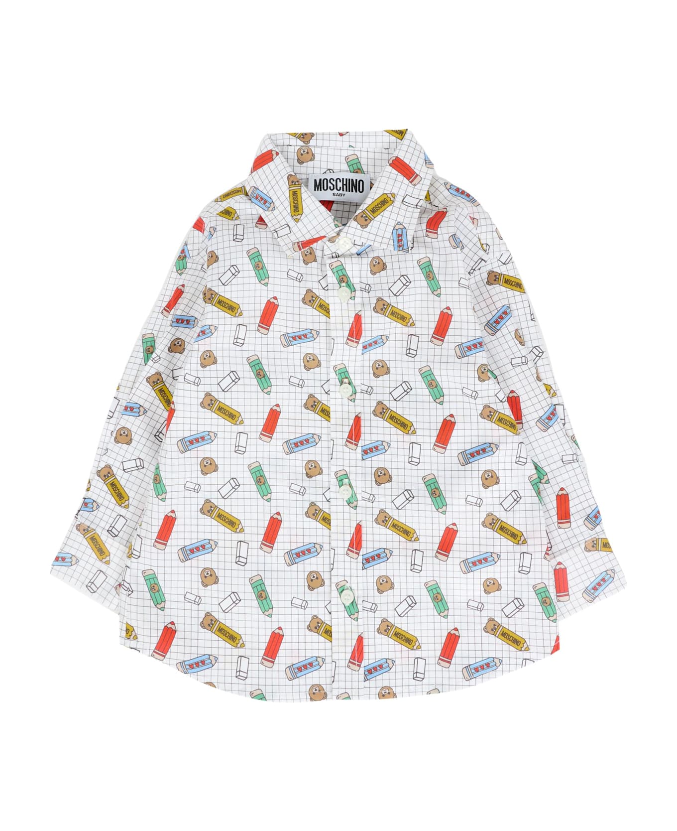 Moschino White Shirt For Baby Boy With Teddy Bear - White
