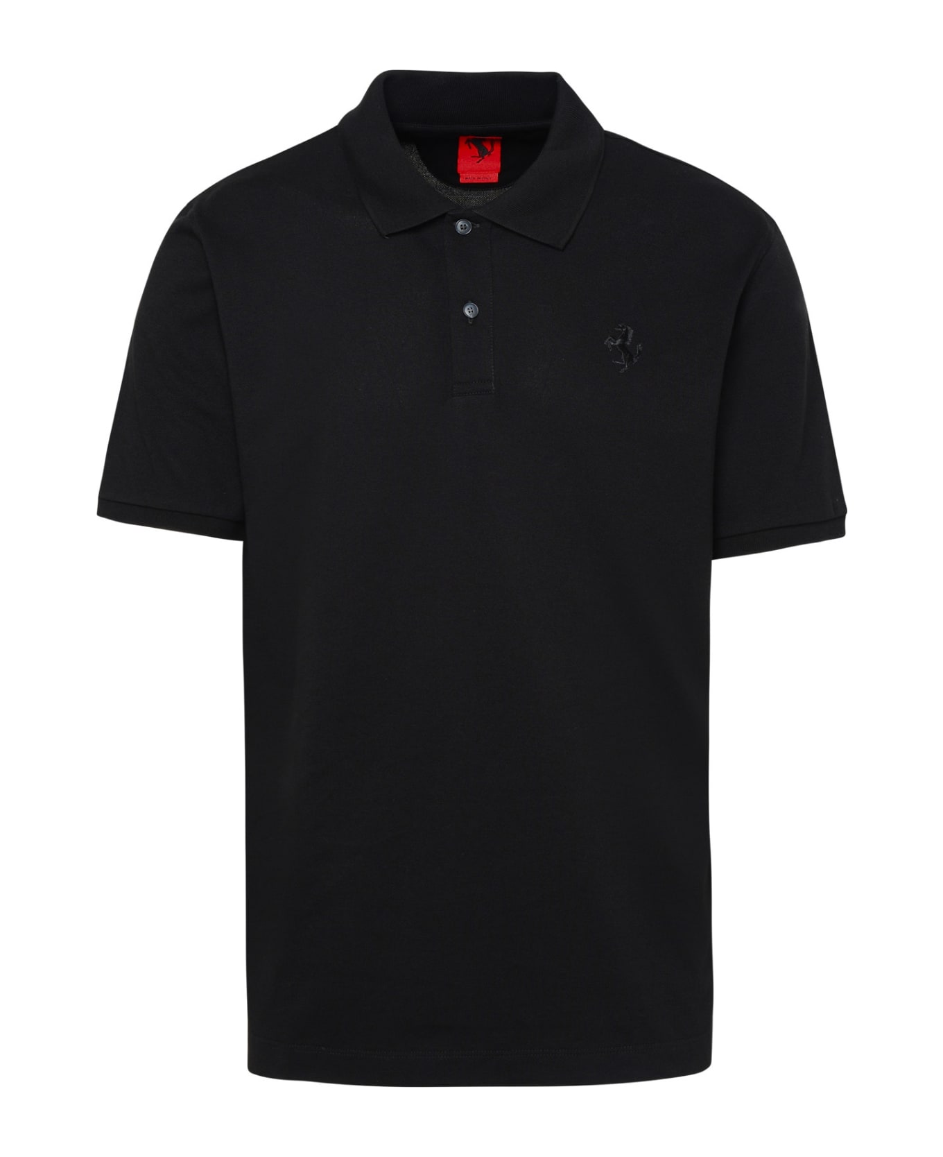 Ferrari Polo Shirt In Black Cotton - BLACK